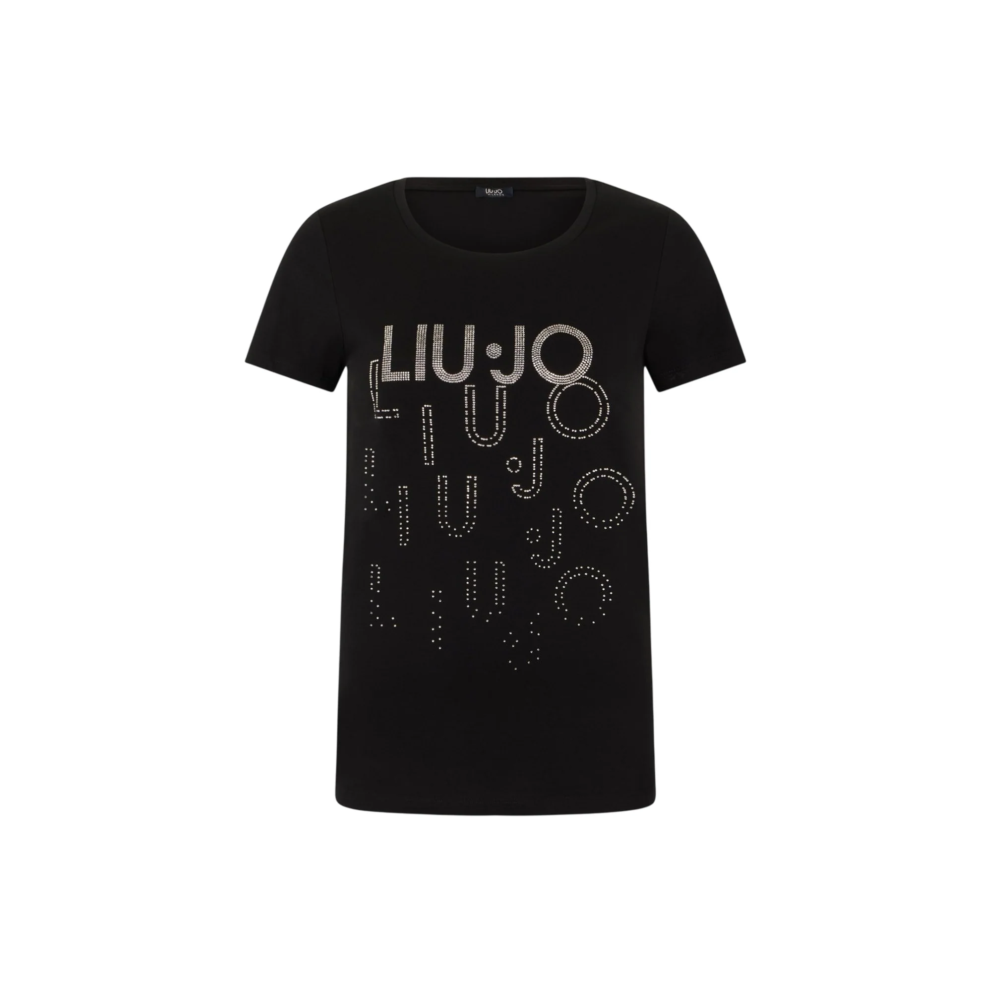 T-shirt nera Donna con loghi degradè con strass
