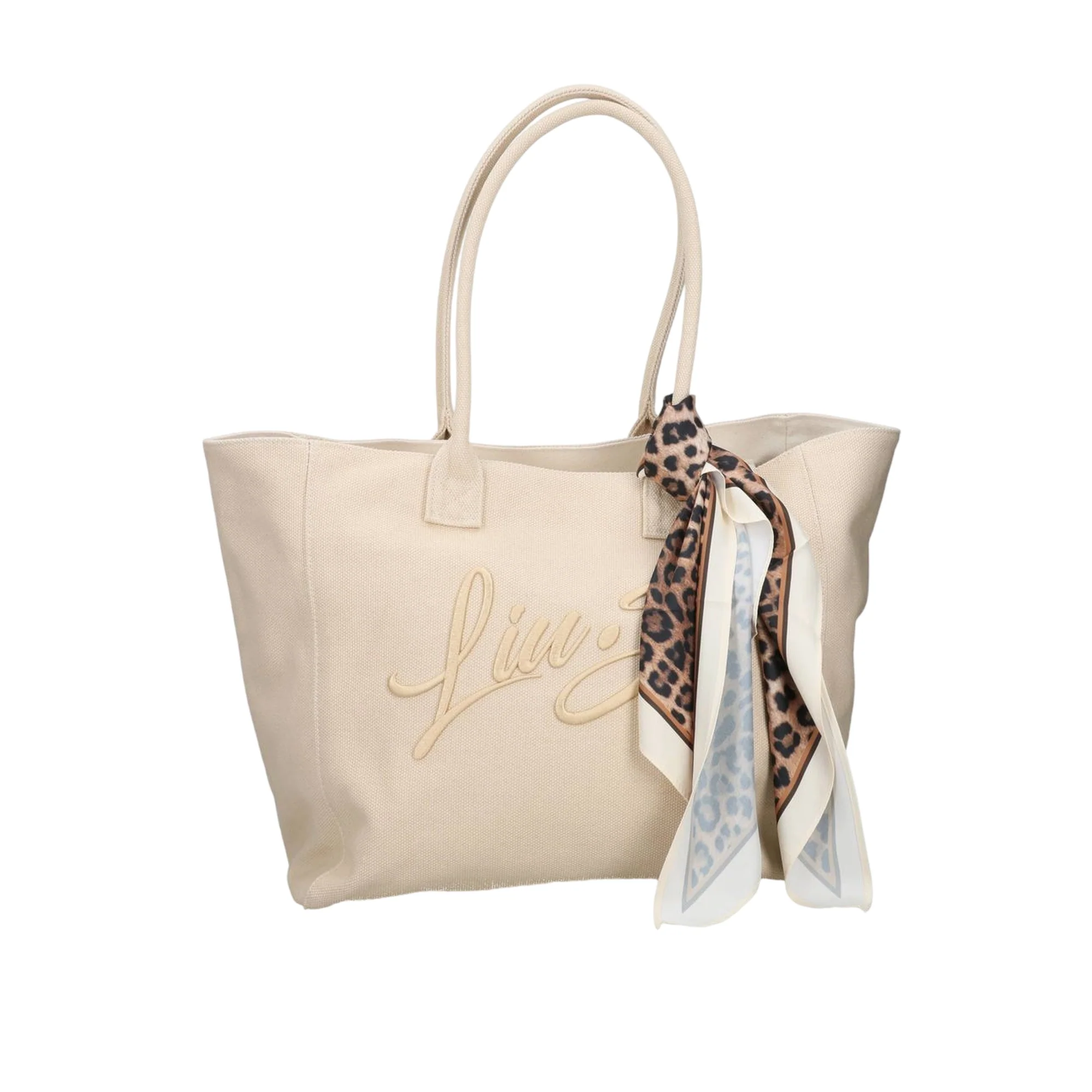 Borsa in tela crema con foulard removibile