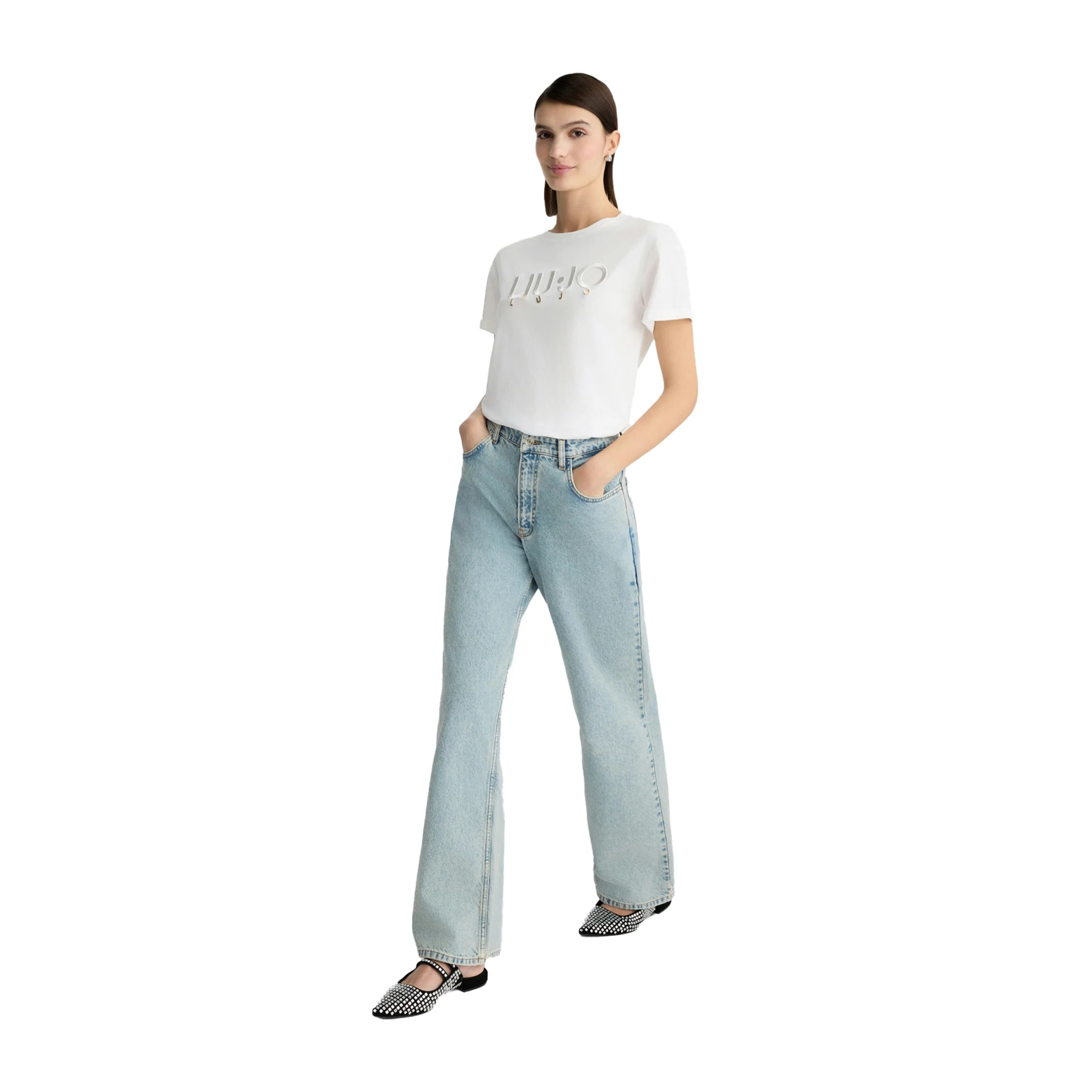 T-shirt Donna in jersey di cotone bianco con logo - Image 5
