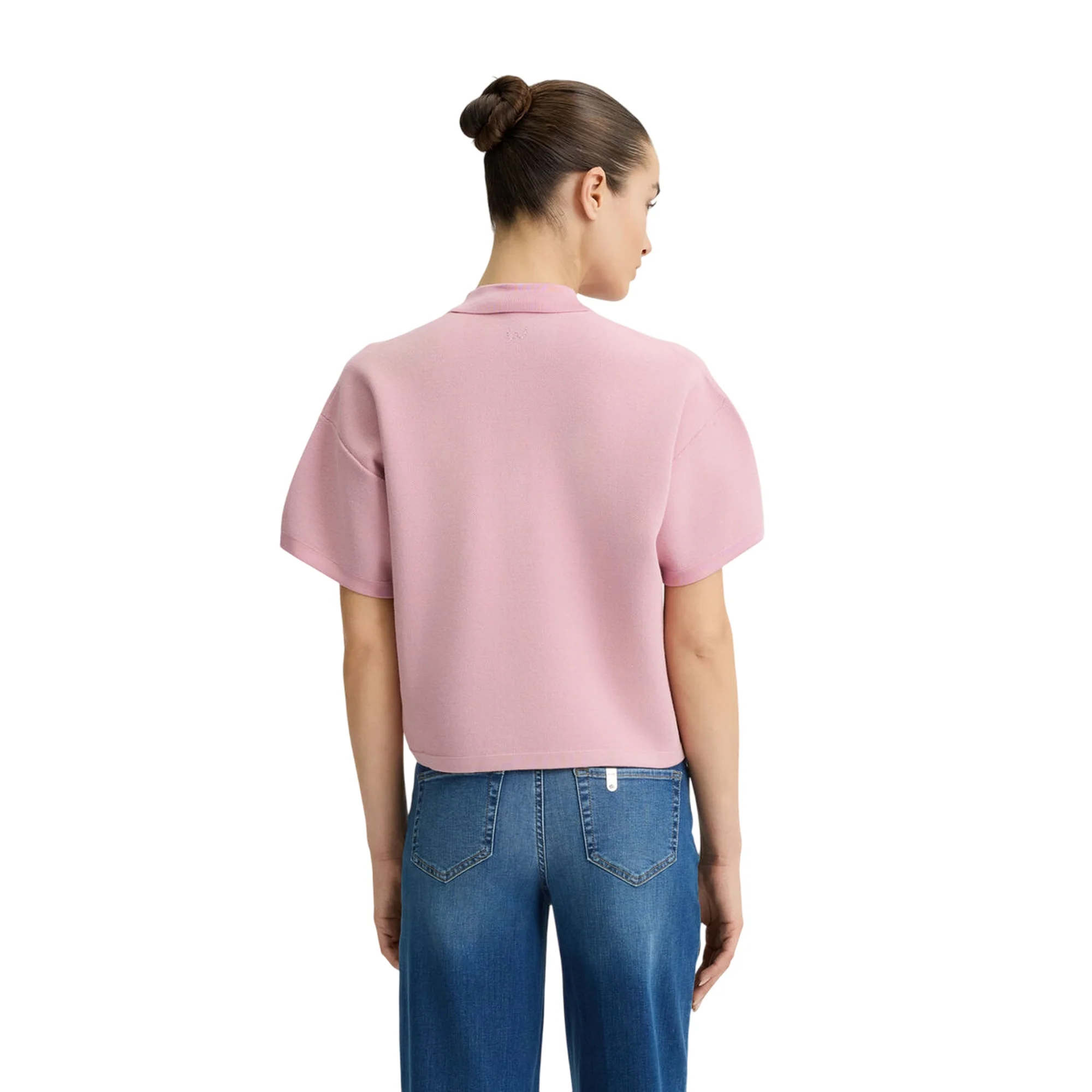 Polo Donna in maglia con perle rosa - Image 2
