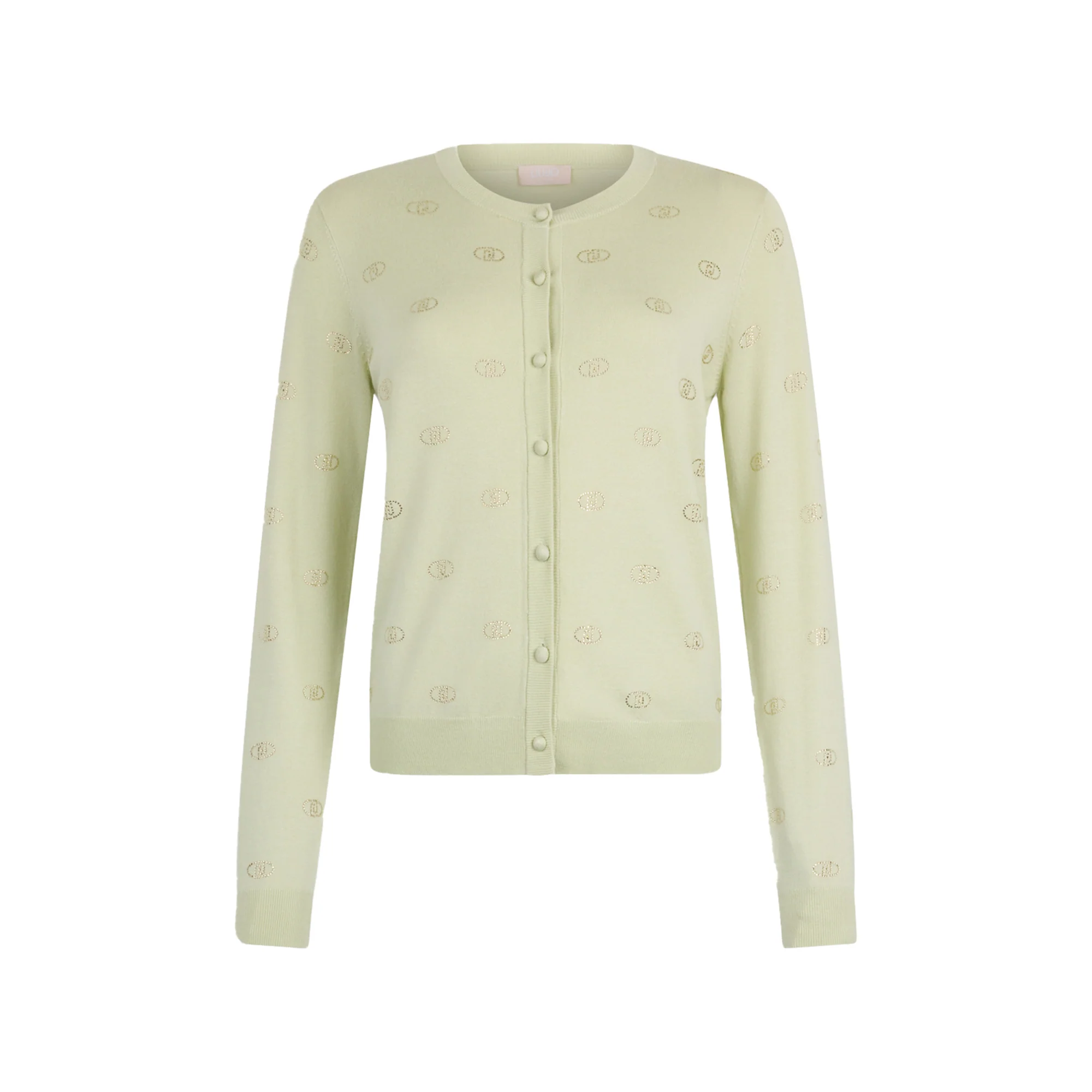 Cardigan Donna con logo e strass Verde