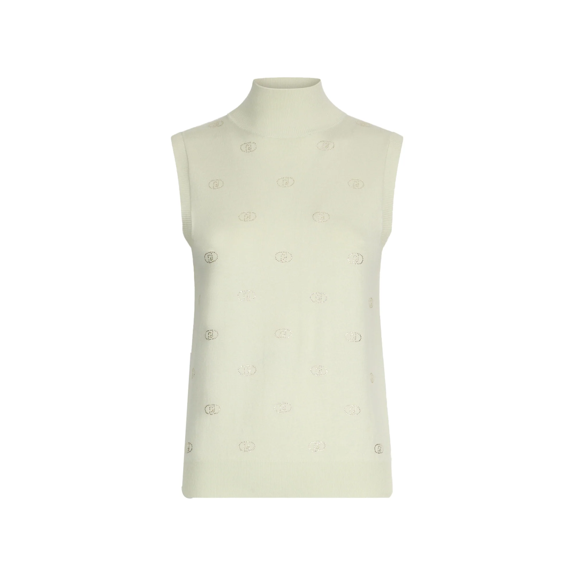 Top Donna in maglia verde chiaro con logo e strass