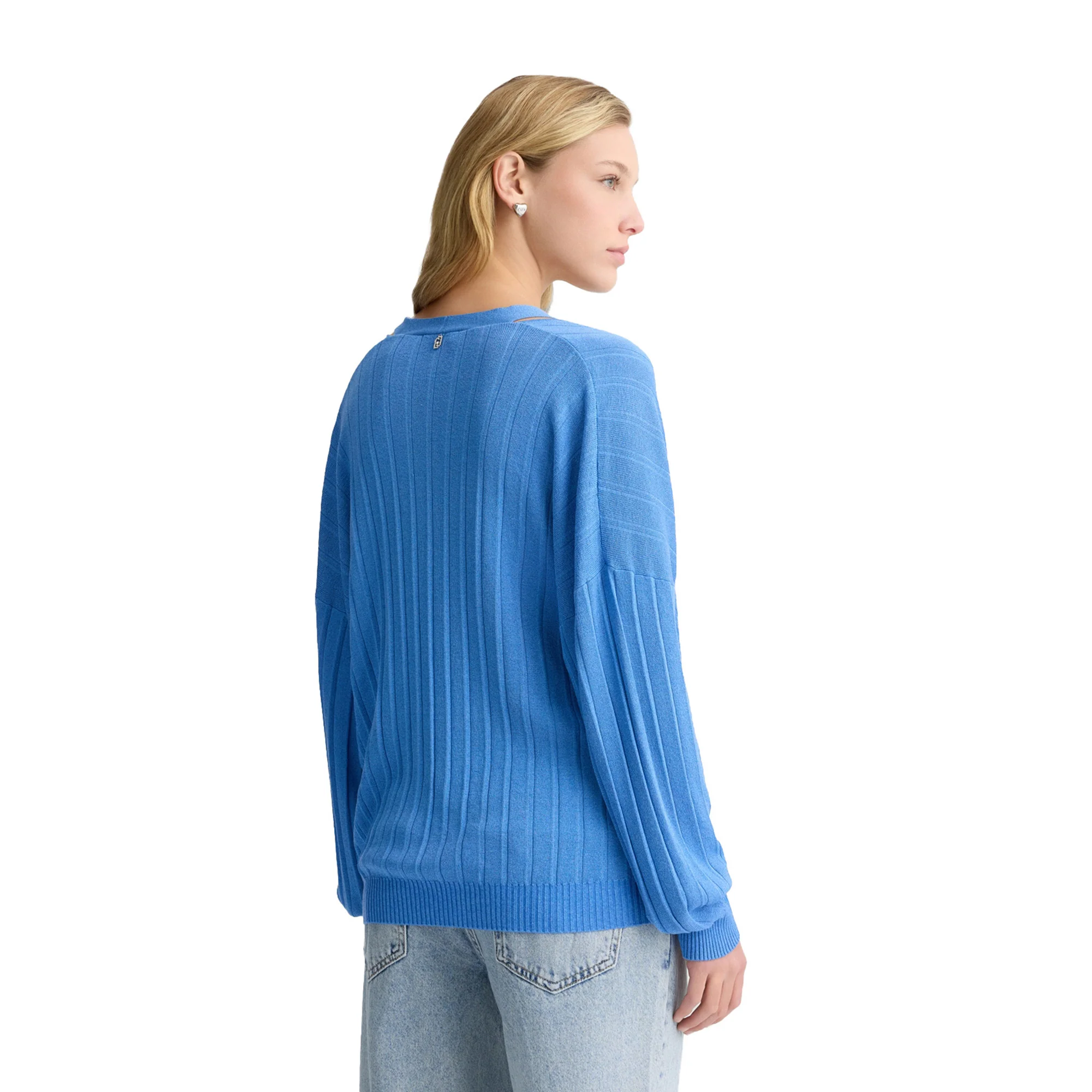 Maglia Donna lavorazione plissé Blu - Image 3