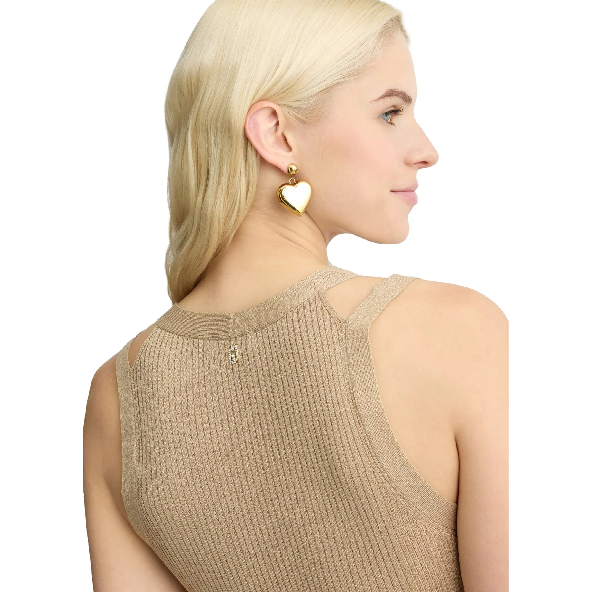 Top Donna in maglia a coste Beige - Image 4