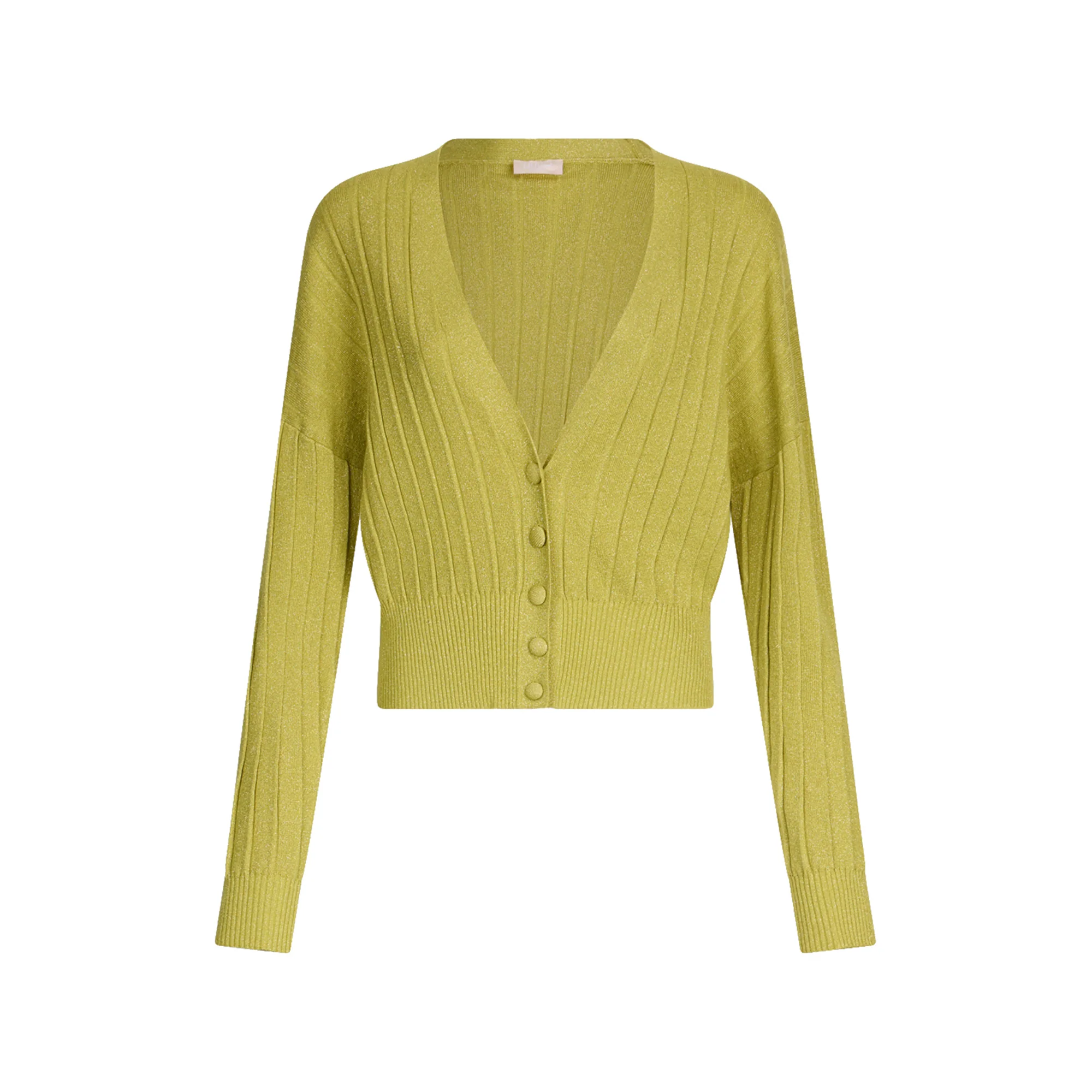 Cardigan Donna con bottoni rivestiti Verde chiaro