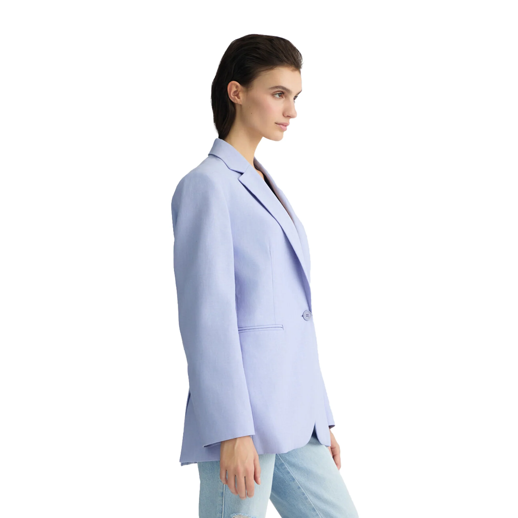 Blazer Donna in lino e cotone Lilla - Image 3
