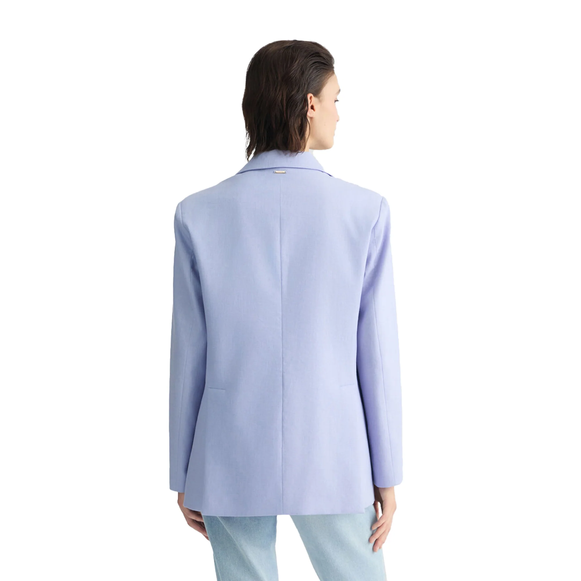 Blazer Donna in lino e cotone Lilla - Image 4