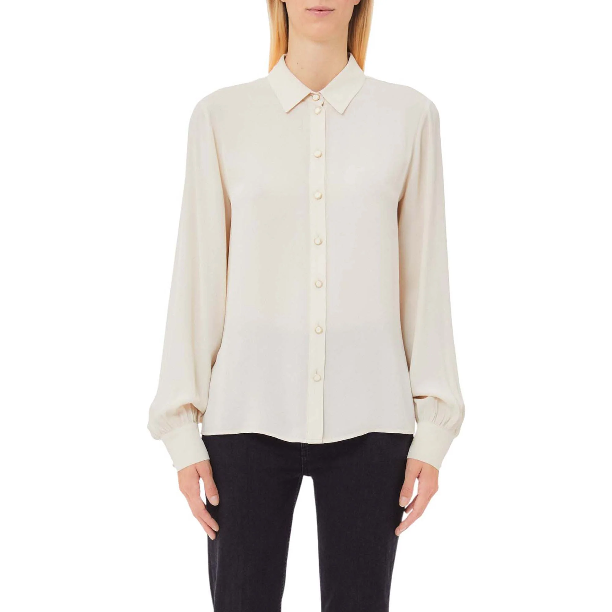 Camicia Donna in crêpe de chine Bianco