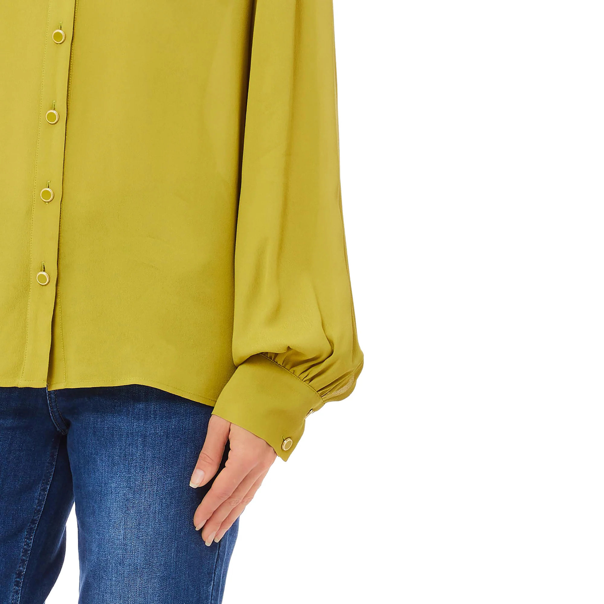 Camicia Donna in crêpe de chine Verde - Image 3