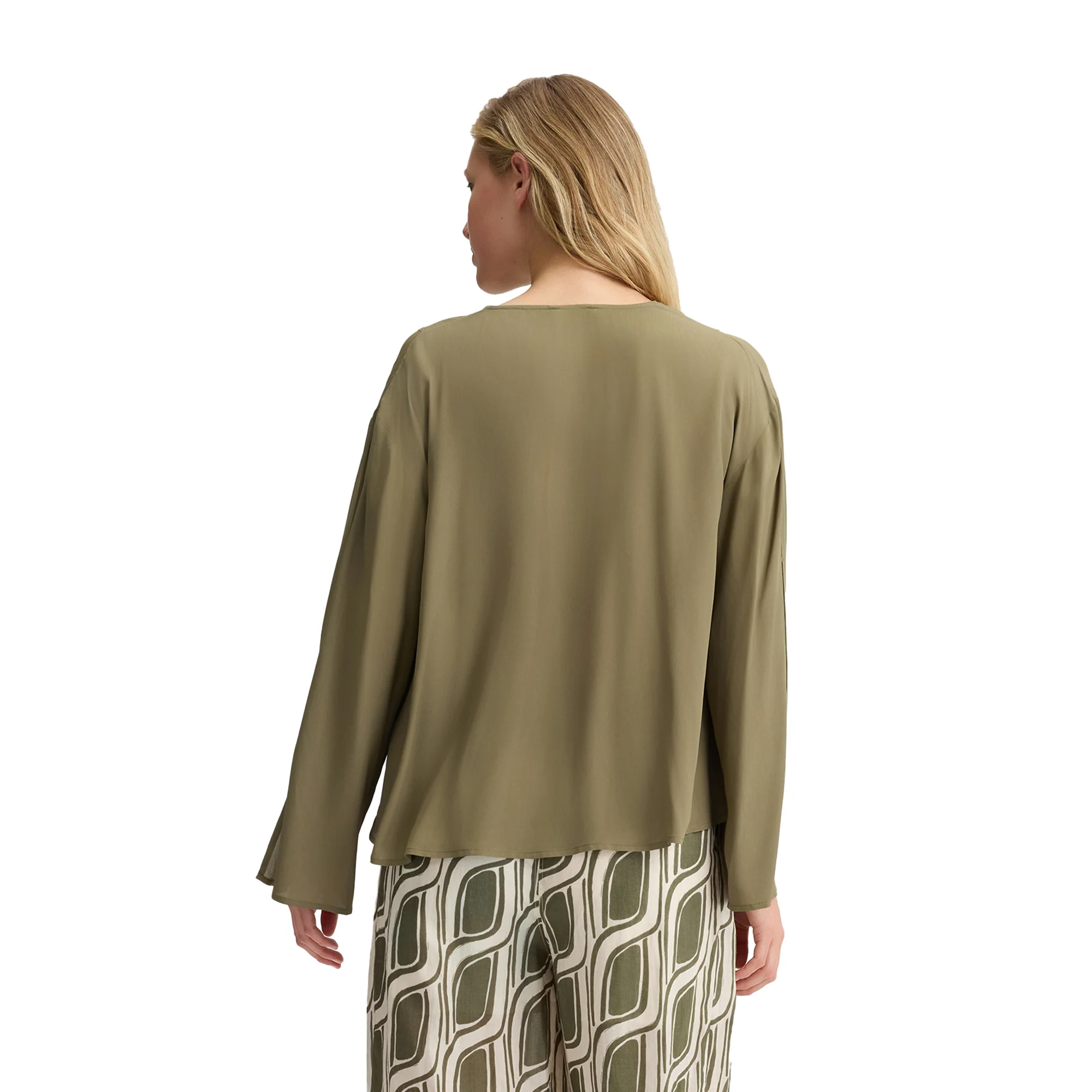 Blusa Donna in crêpe Verde - Image 2
