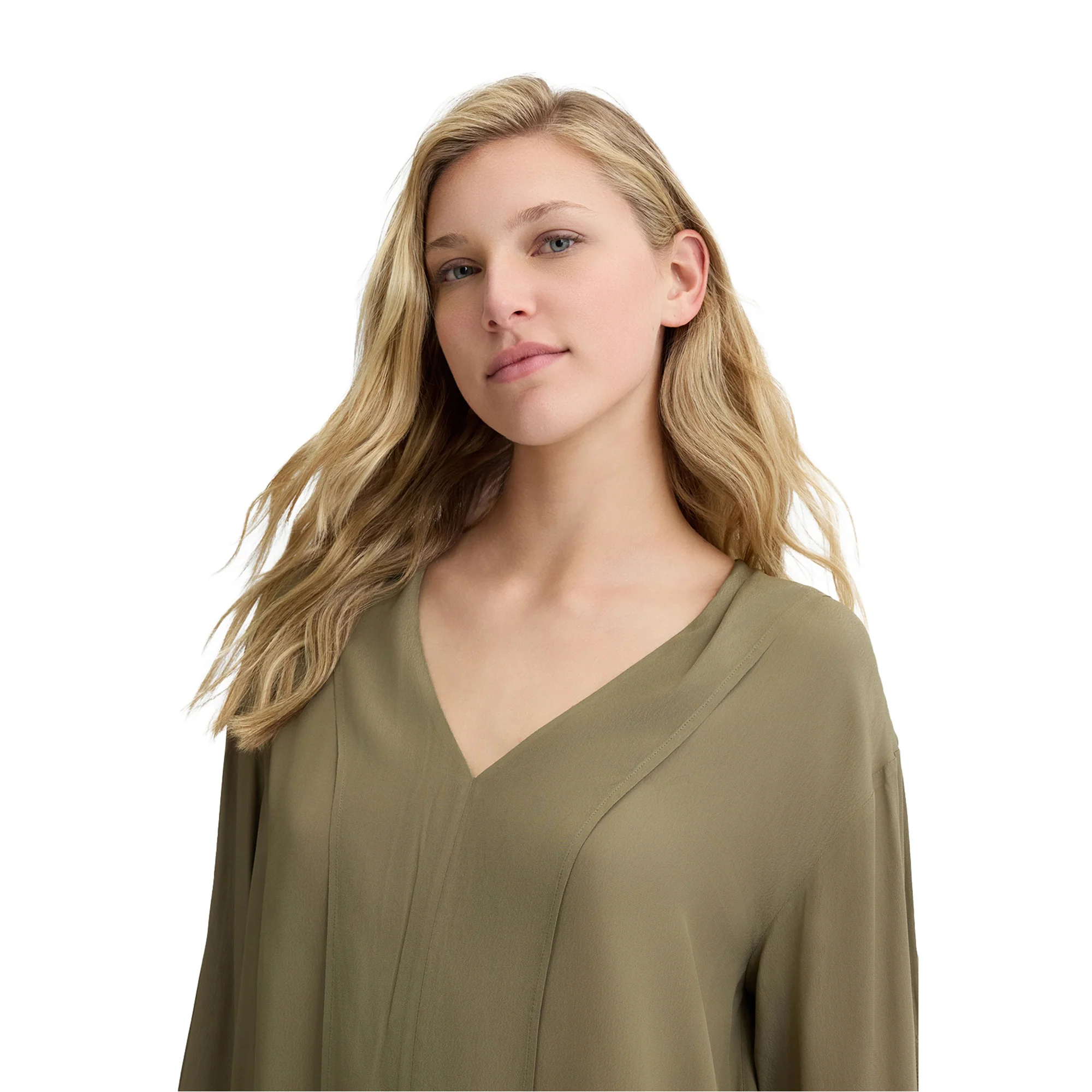 Blusa Donna in crêpe Verde - Image 3