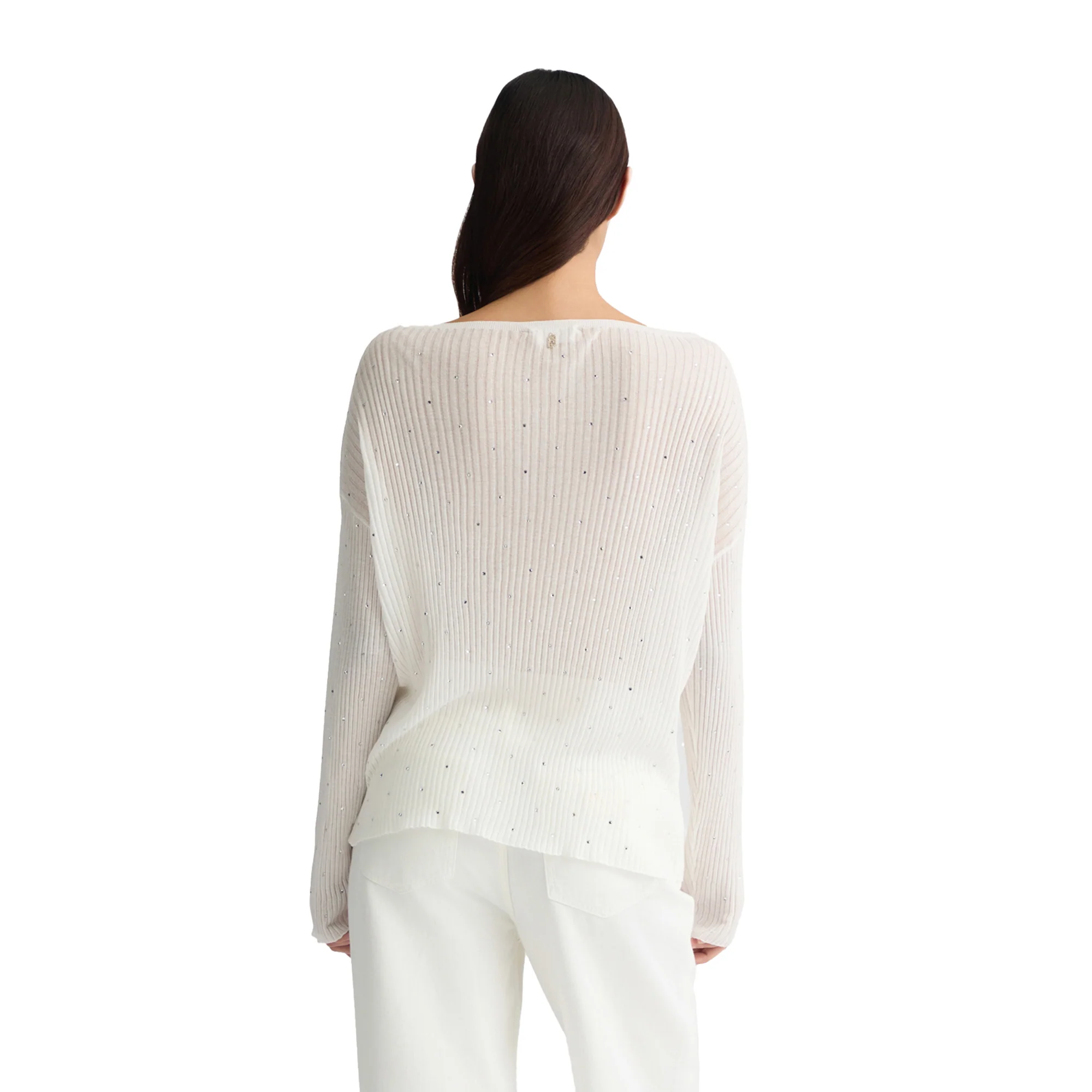 Maglia a coste Bianca con strass - Image 3