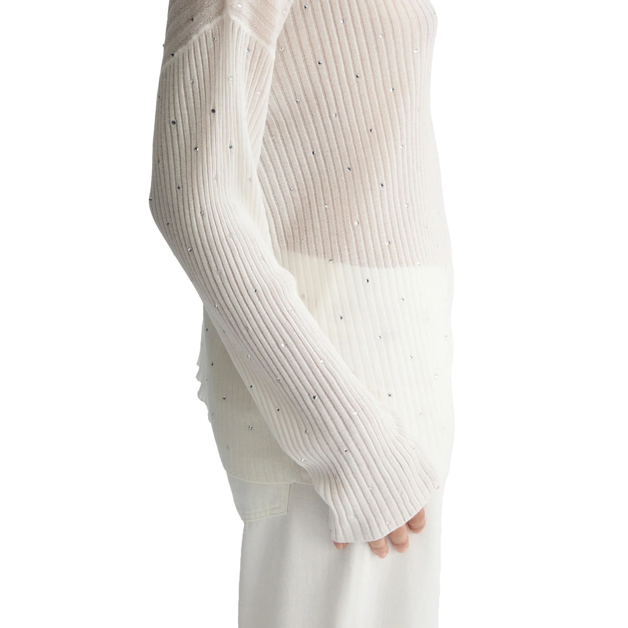 Maglia a coste Bianca con strass - Image 4