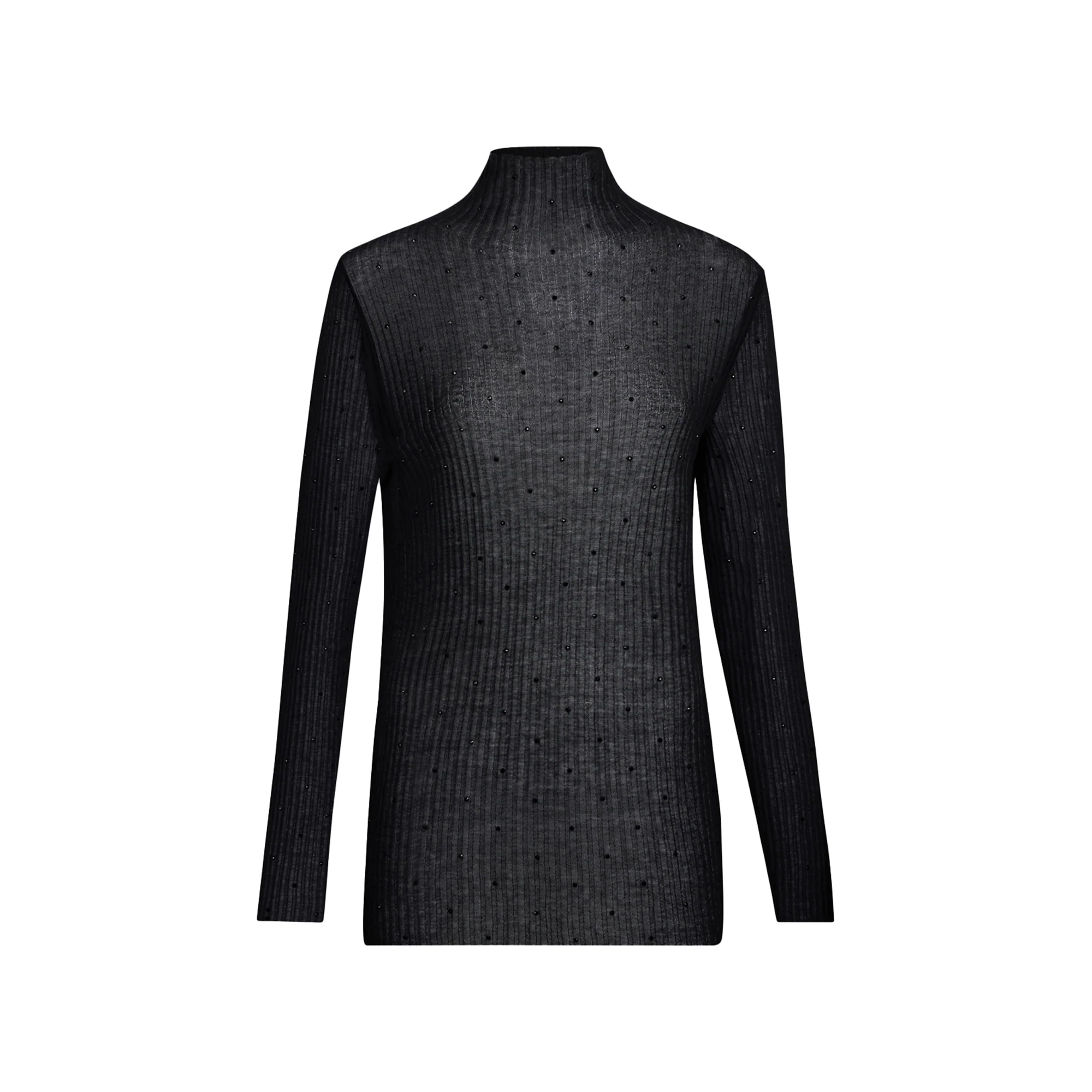 Maglia Donna a collo alto con strass Nero