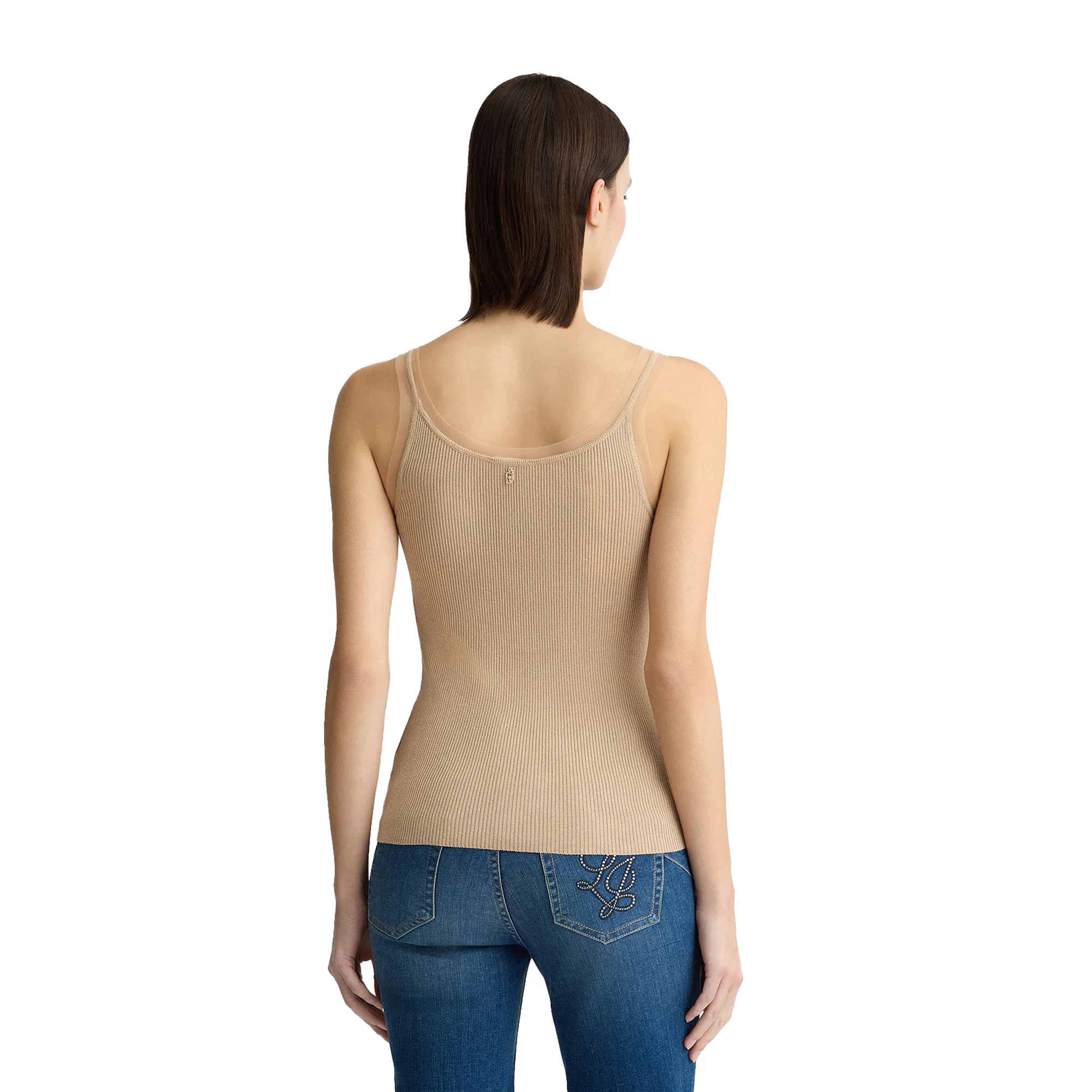 Top Donna in maglia di misto viscosa Beige - Image 3