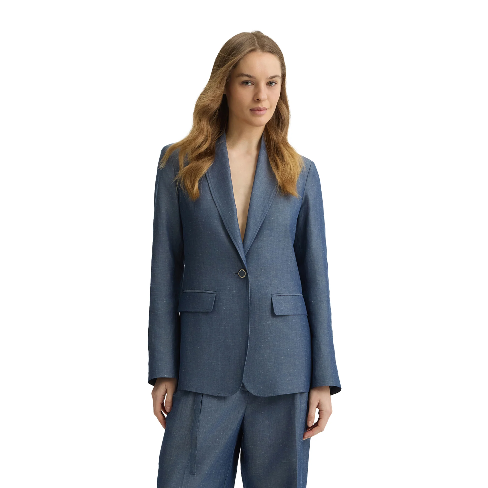 Blazer Donna in misto lino Blu - Image 2