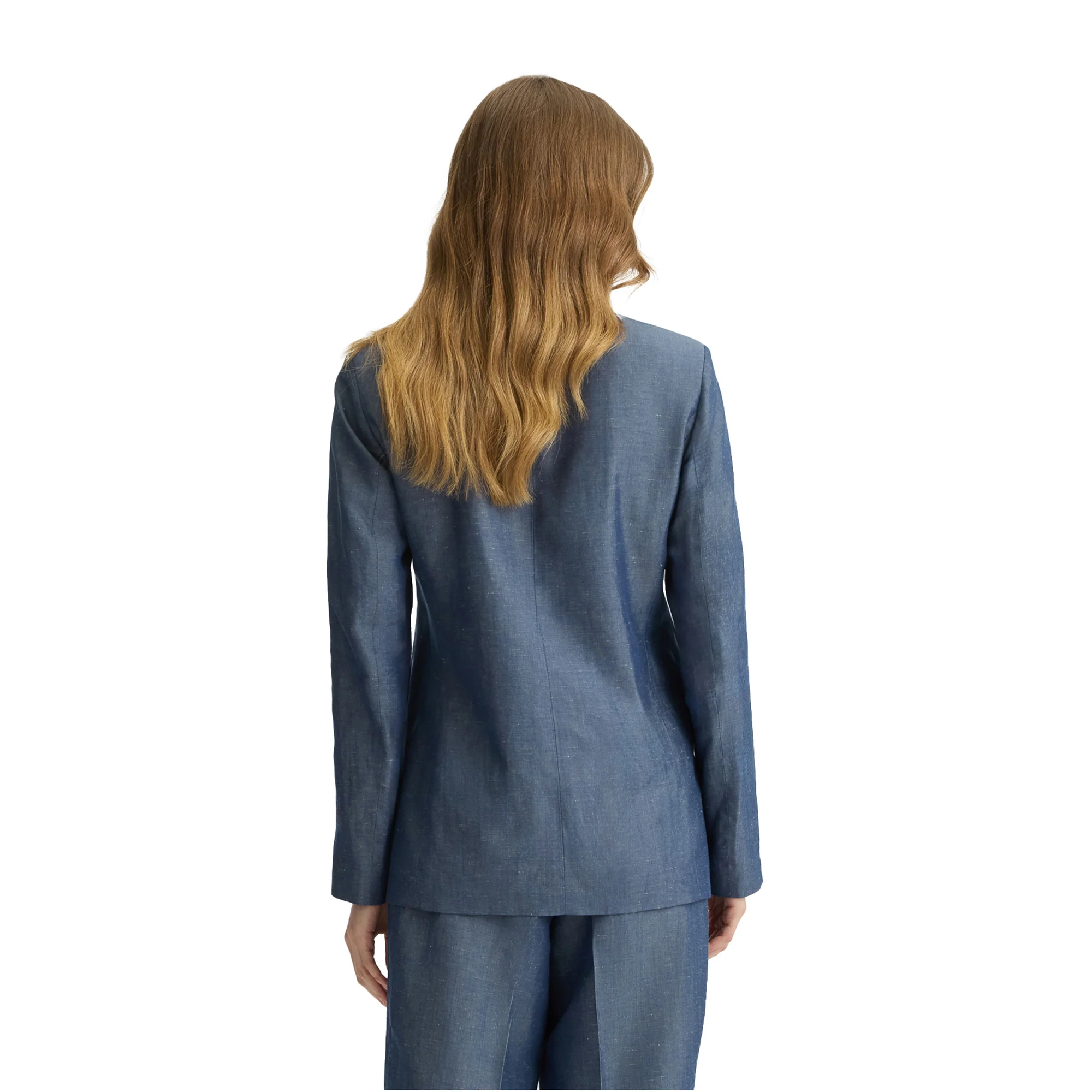 Blazer Donna in misto lino Blu - Image 3