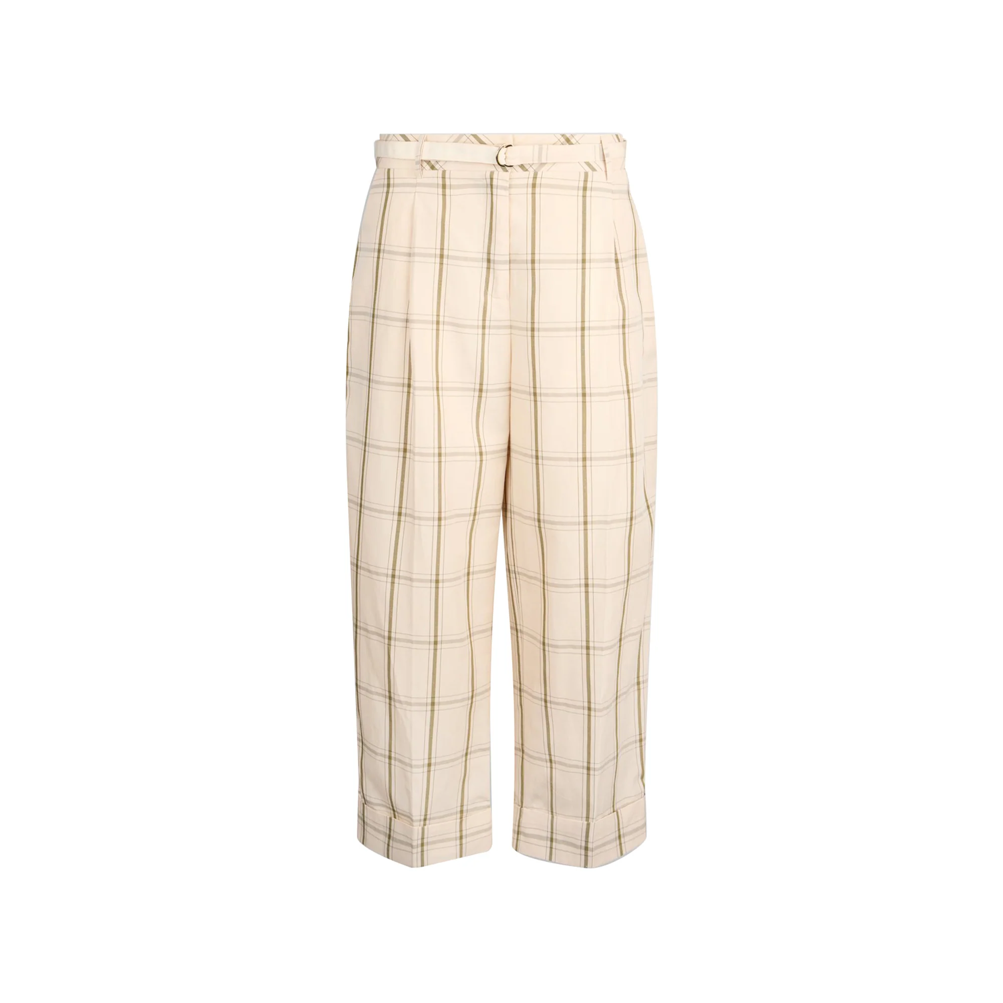 Pantaloni Donna in misto lino motivo check