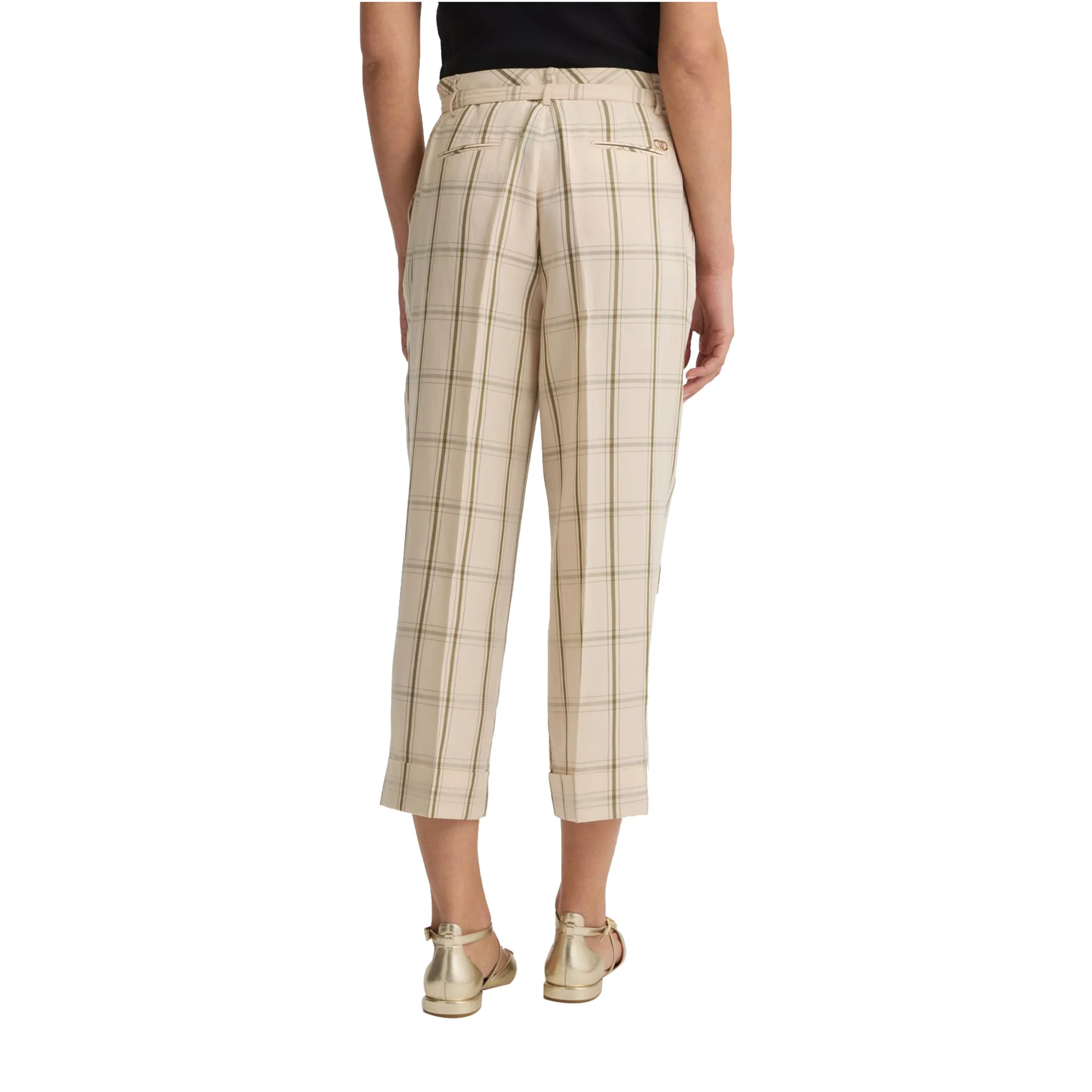 Pantaloni Donna in misto lino motivo check - Image 3