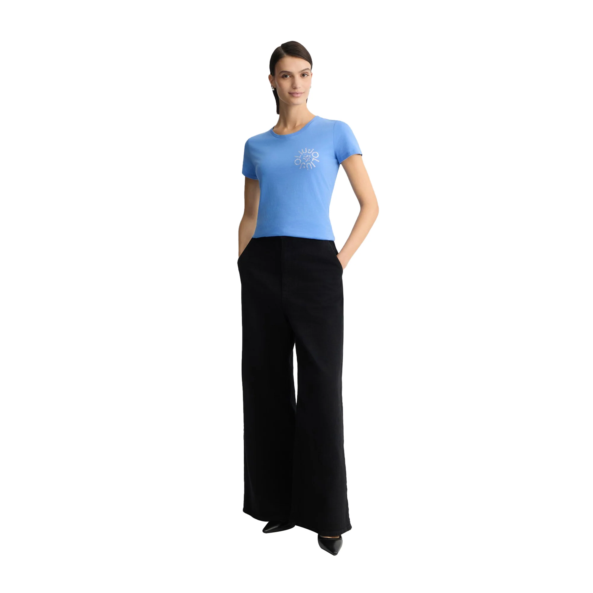 T-shirt Donna con logo e strass Azzurro - Image 5
