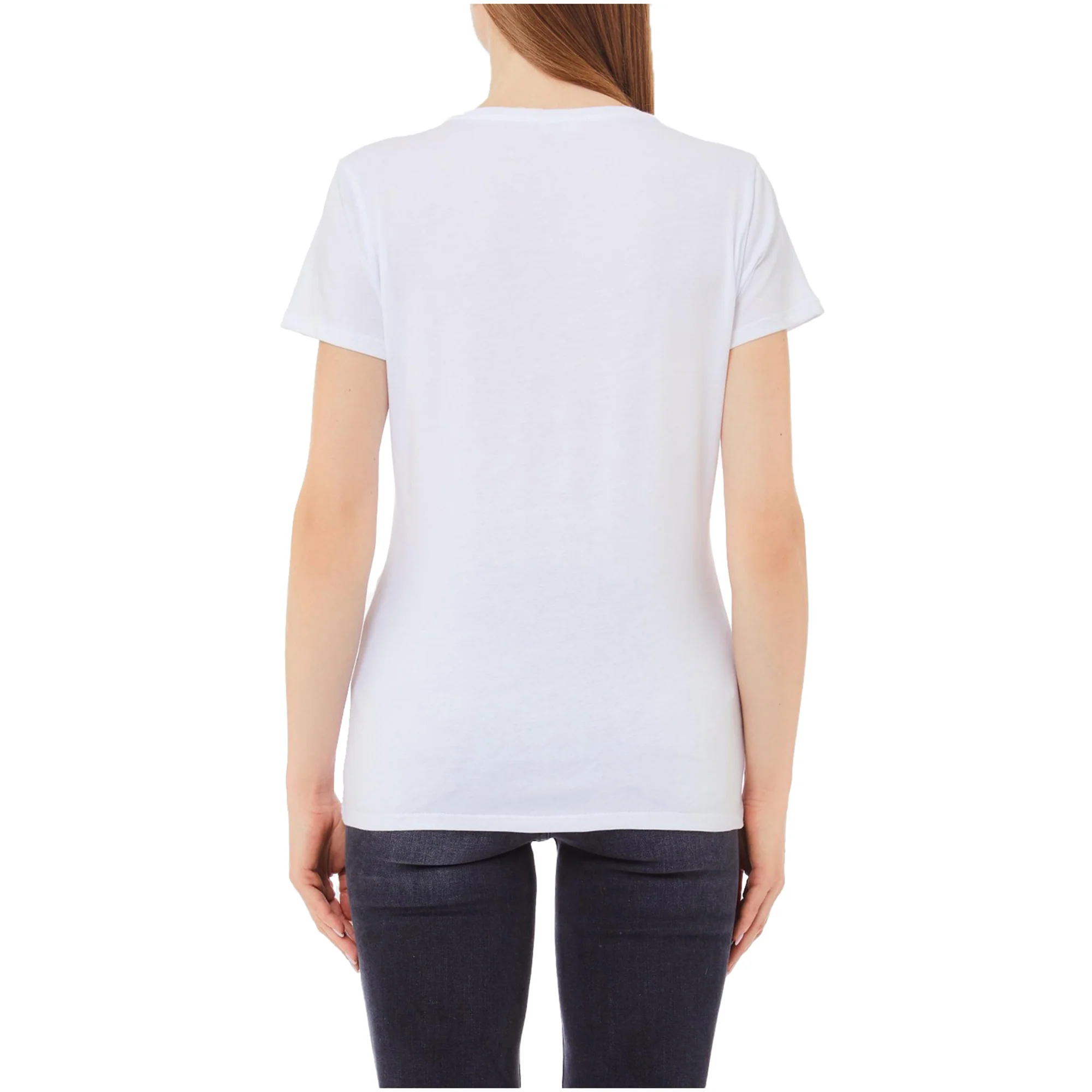 T-shirt Donna con logo frontale con strass Bianco - Image 2