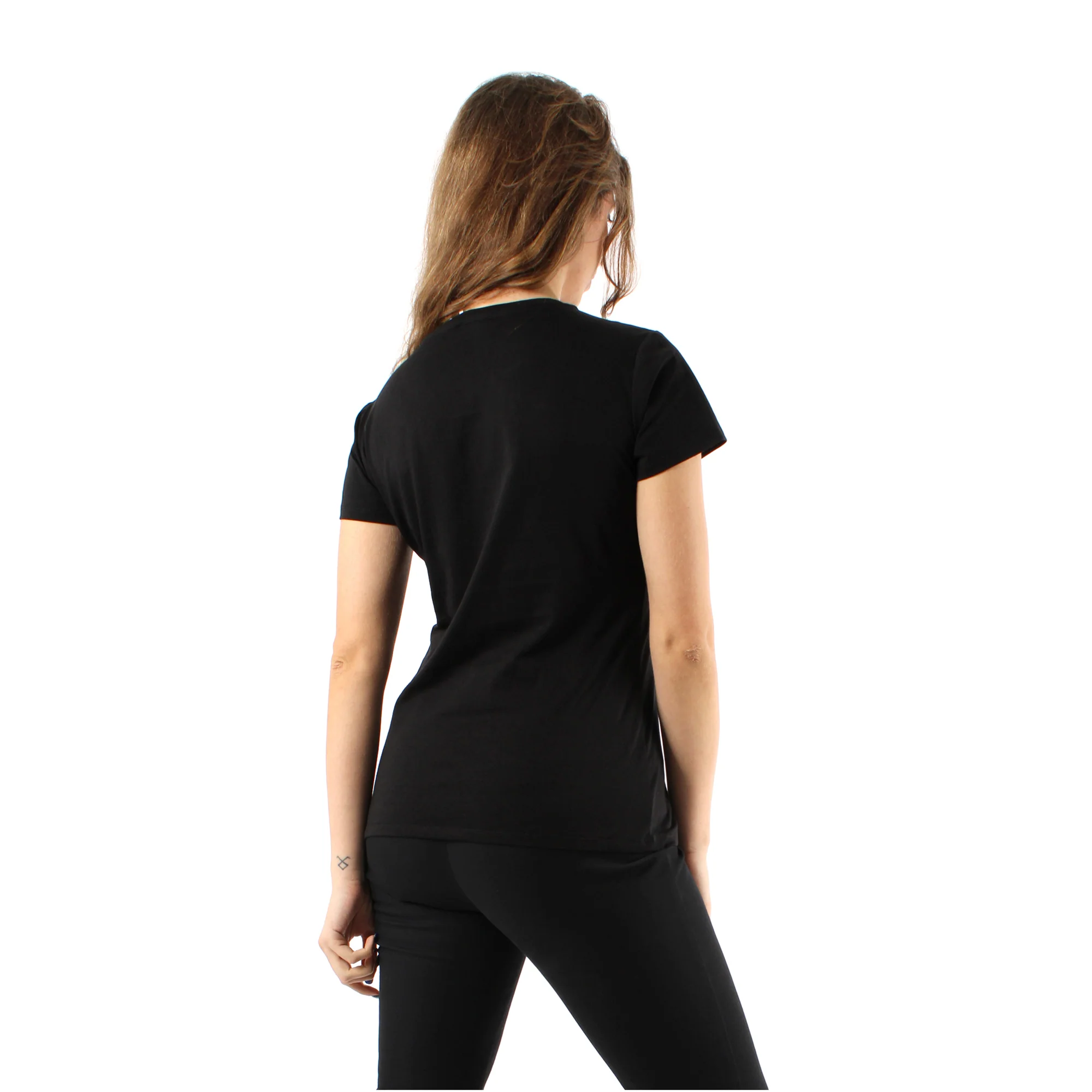 T-shirt Donna con logo e strass Nero - Image 2