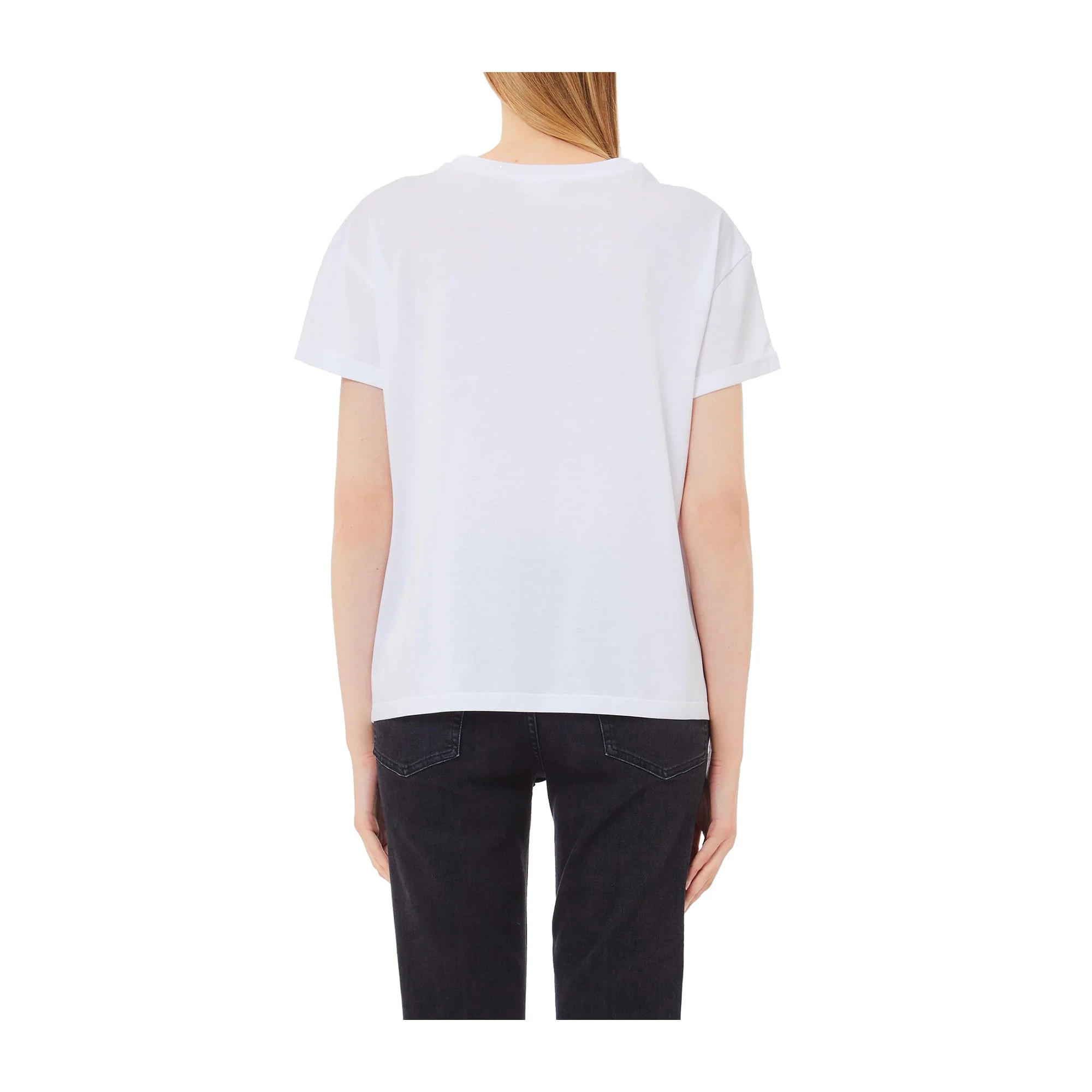 T-shirt Donna Bianco con taschino finto - Image 2