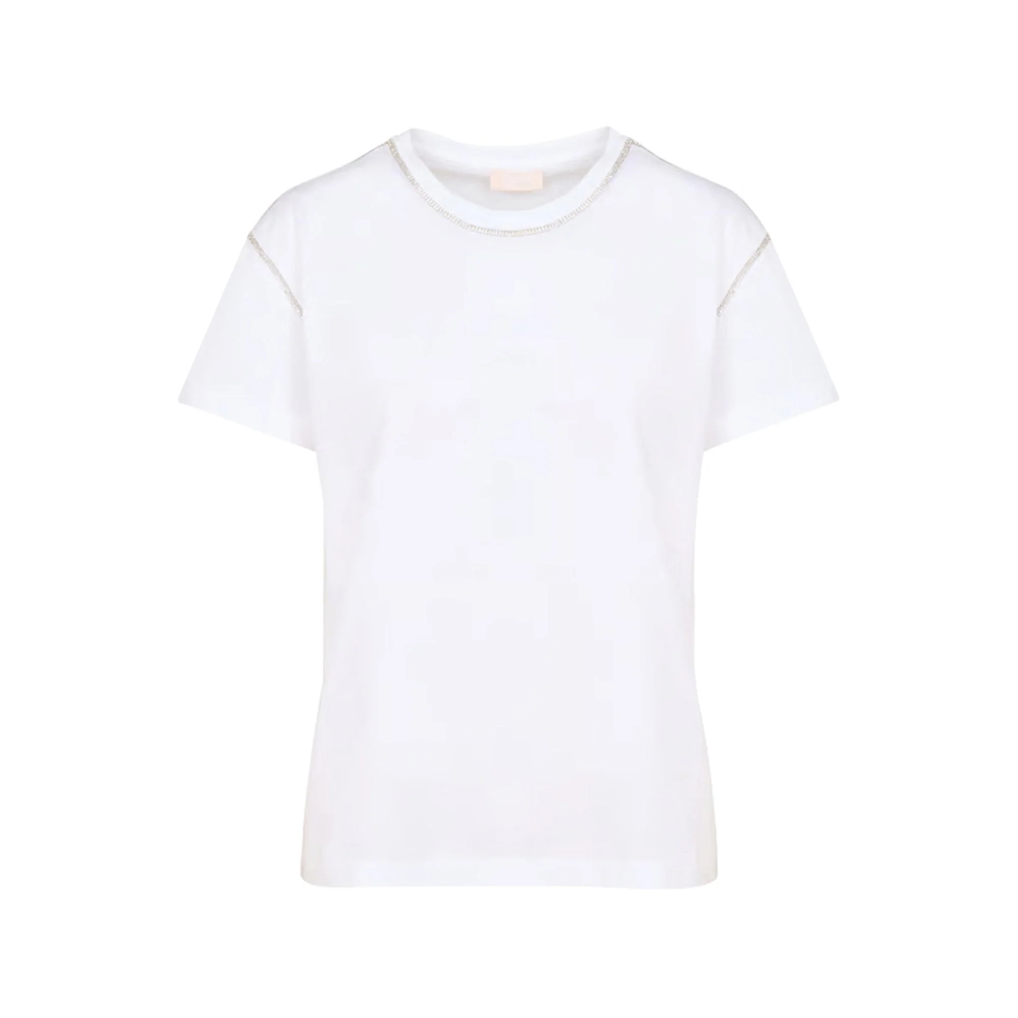 T-shirt Donna Bianco rifinita con strass
