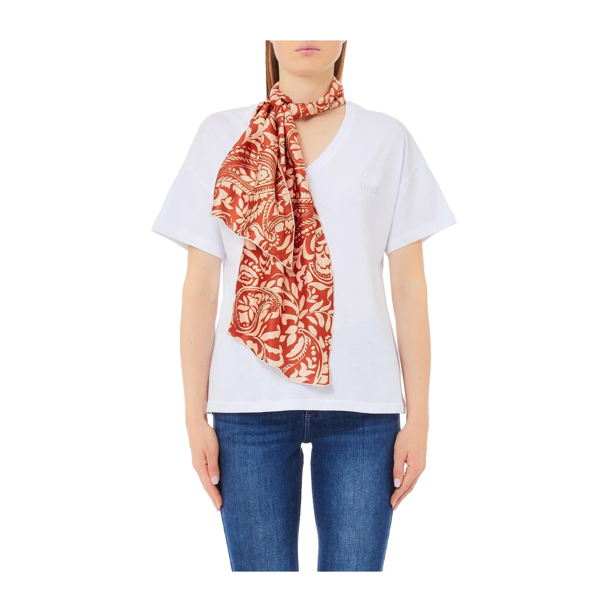 T-shirt Donna con foulard fantasia