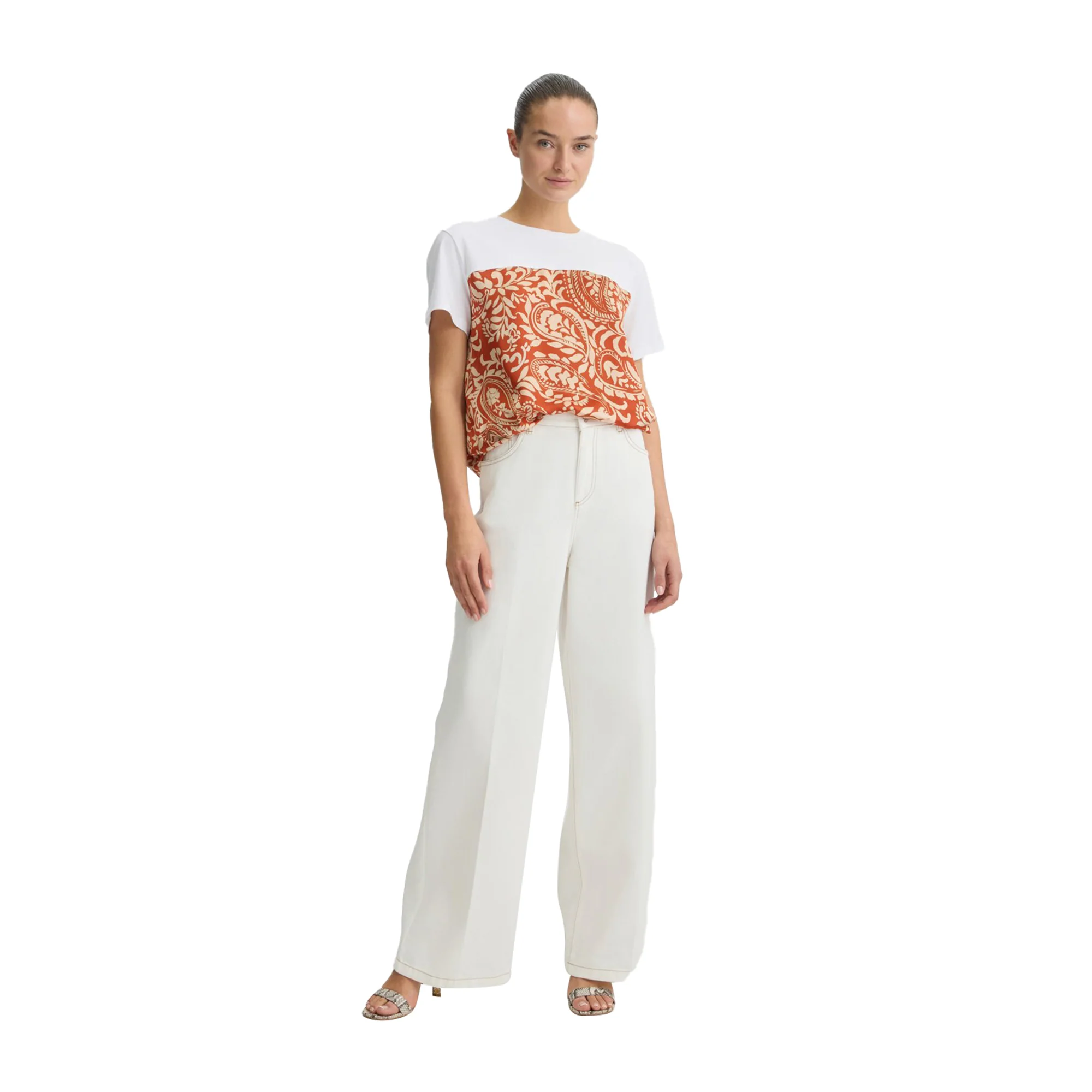T-shirt Donna con dettaglio stampato Arancione - Image 4