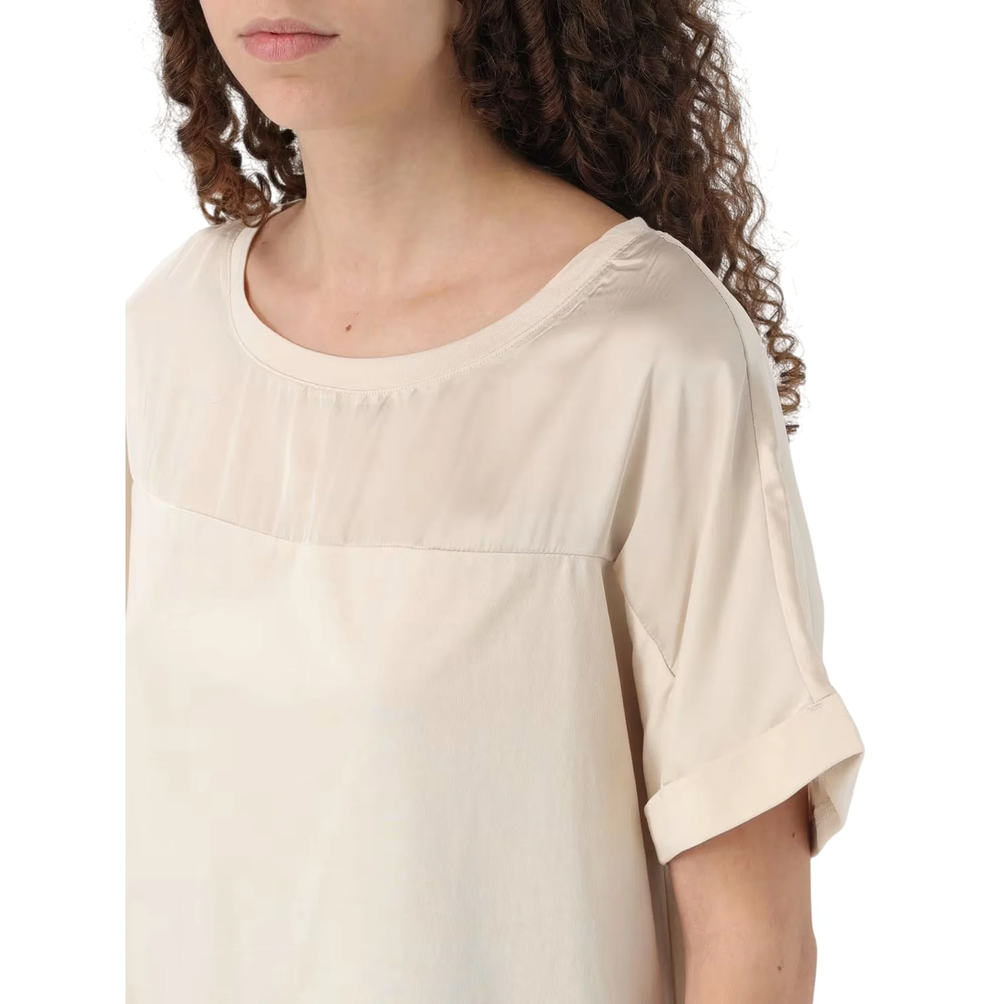 T-shirt Donna Beige con Orlo Dritto - Image 3
