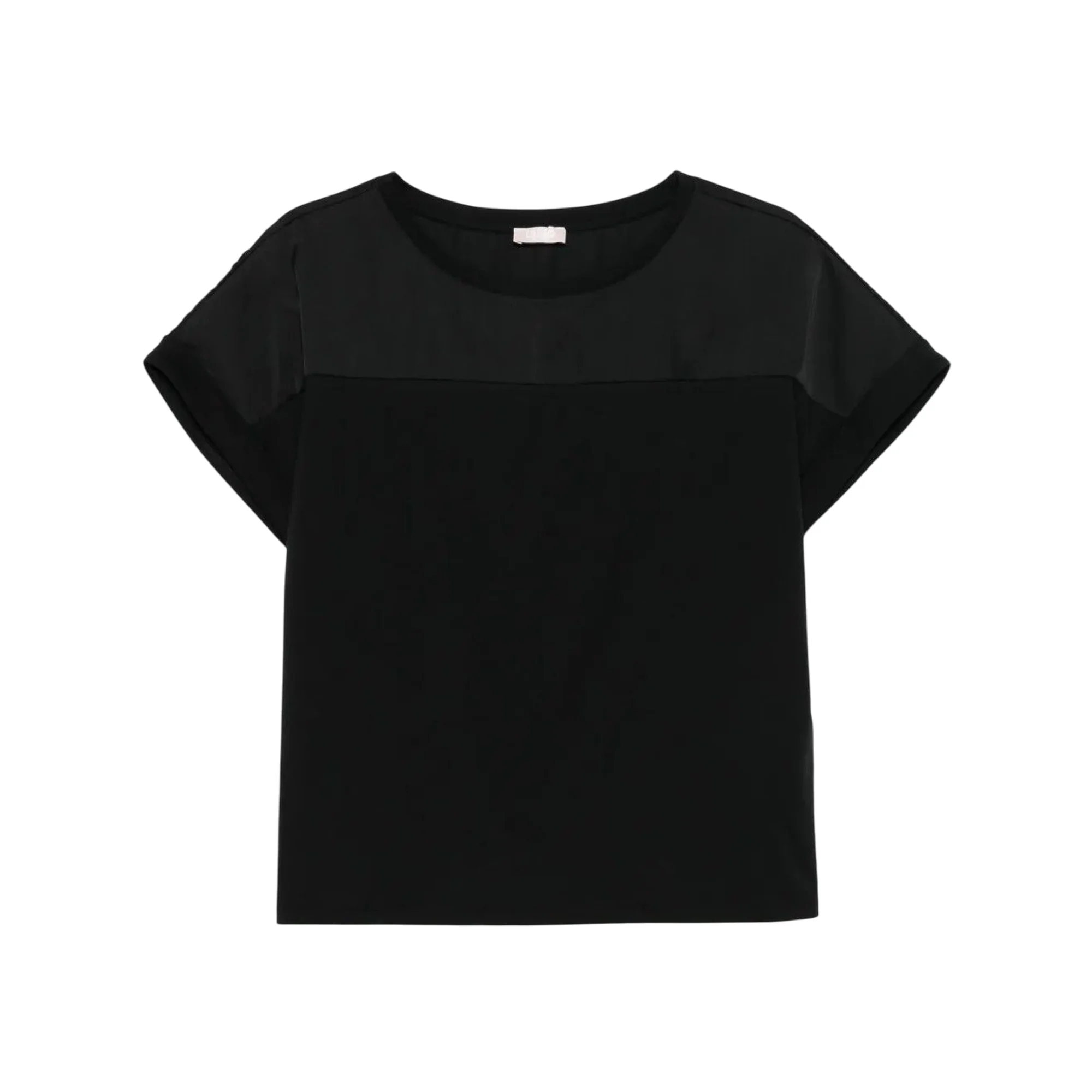 T-shirt Donna Nero con Orlo Dritto