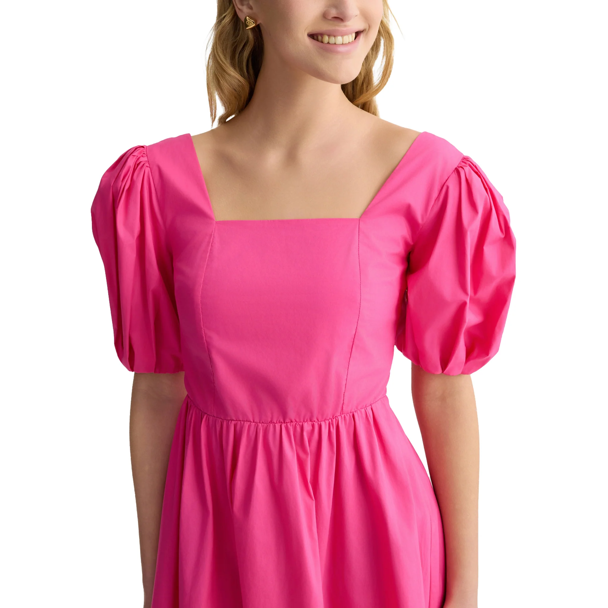 Abito corto Donna in popeline Rosa - Image 4