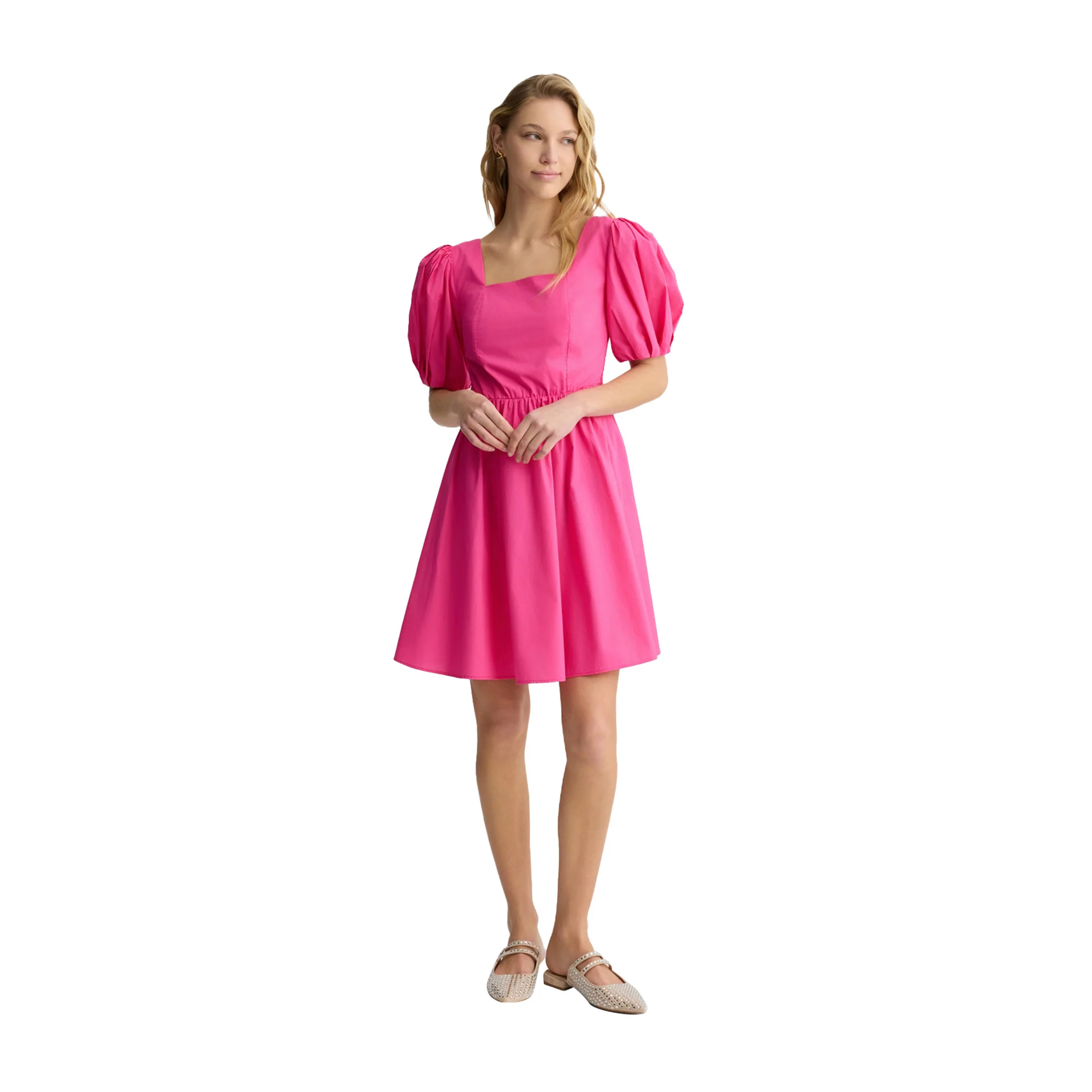 Abito corto Donna in popeline Rosa - Image 5