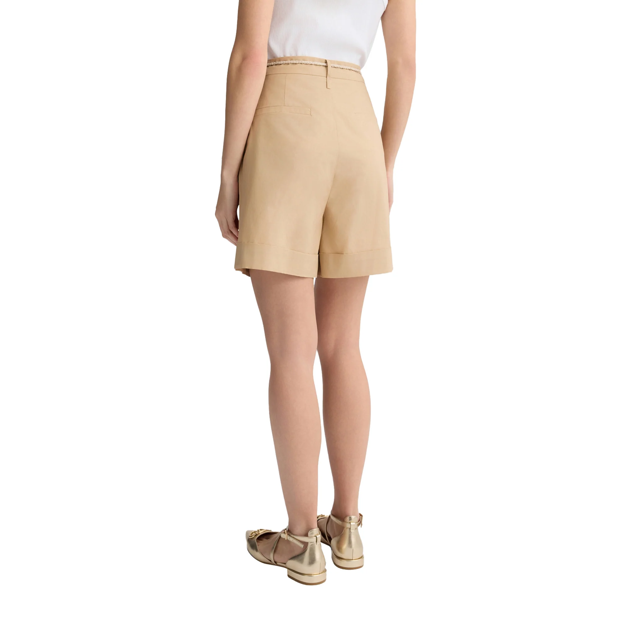 Shorts Donna in popeline Beige - Image 3