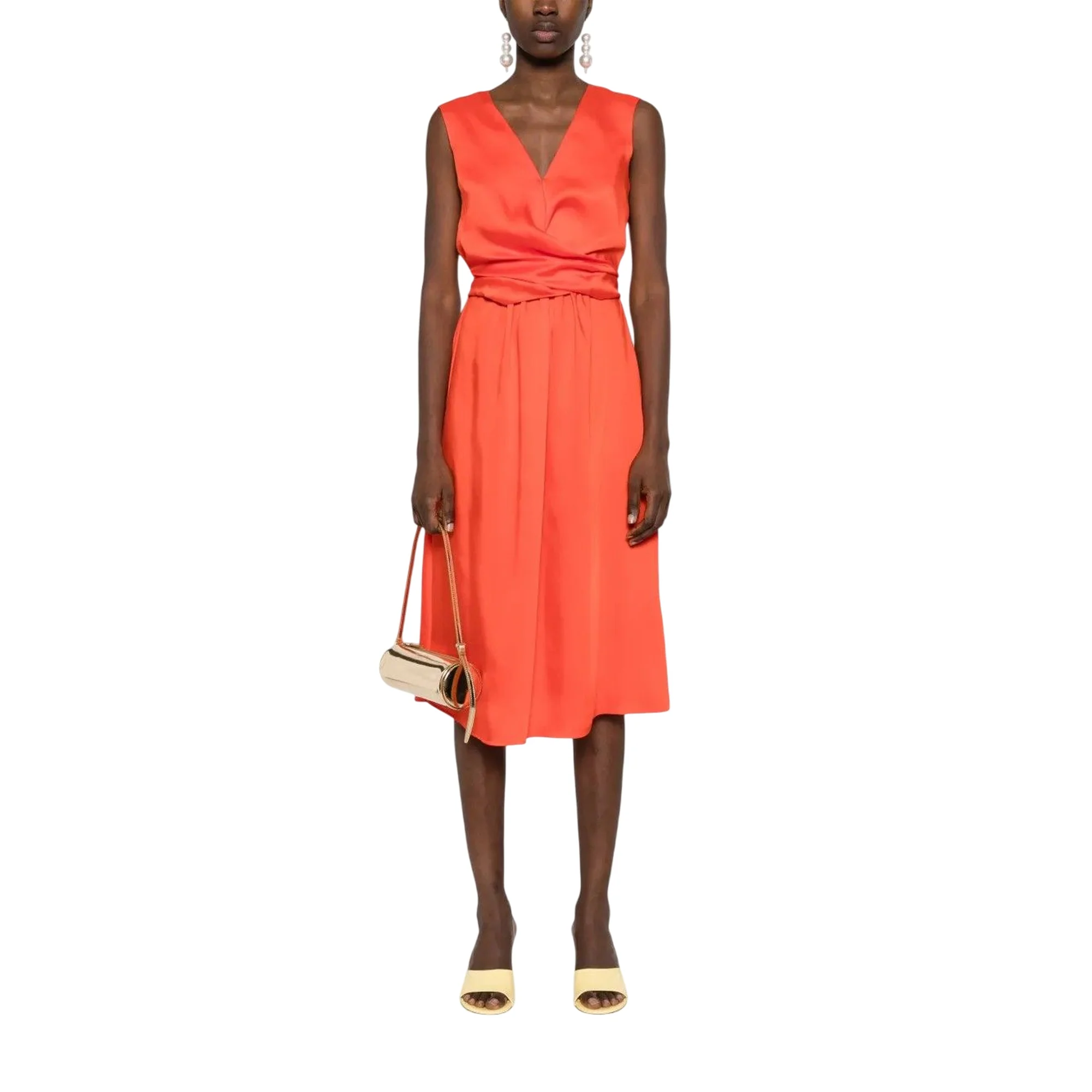 Abito Midi Donna in raso rosso - Image 2