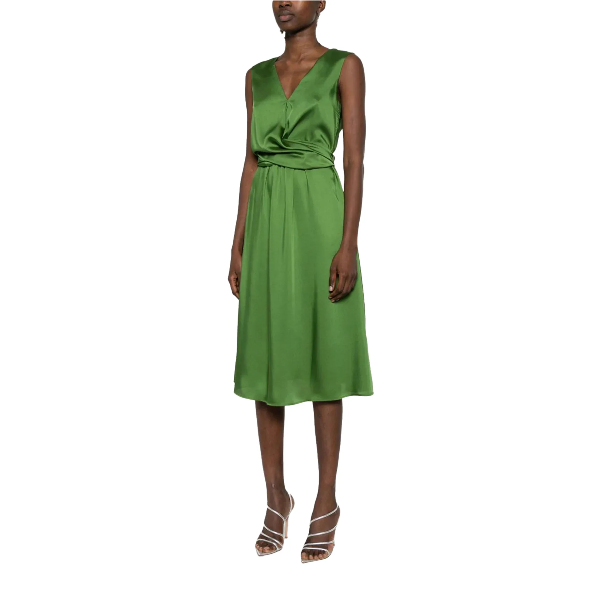 Abito Midi Donna in raso verde - Image 3