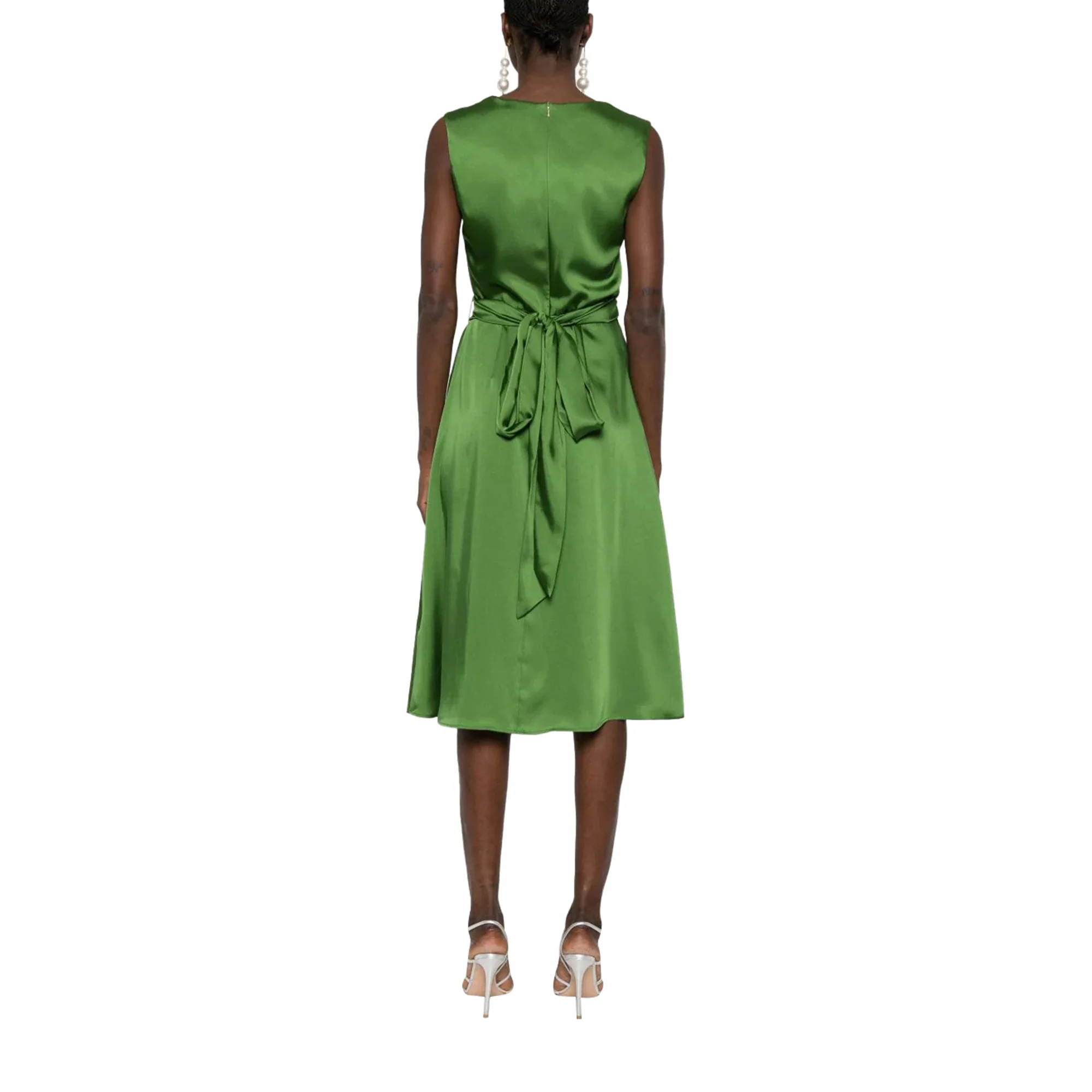 Abito Midi Donna in raso verde - Image 4