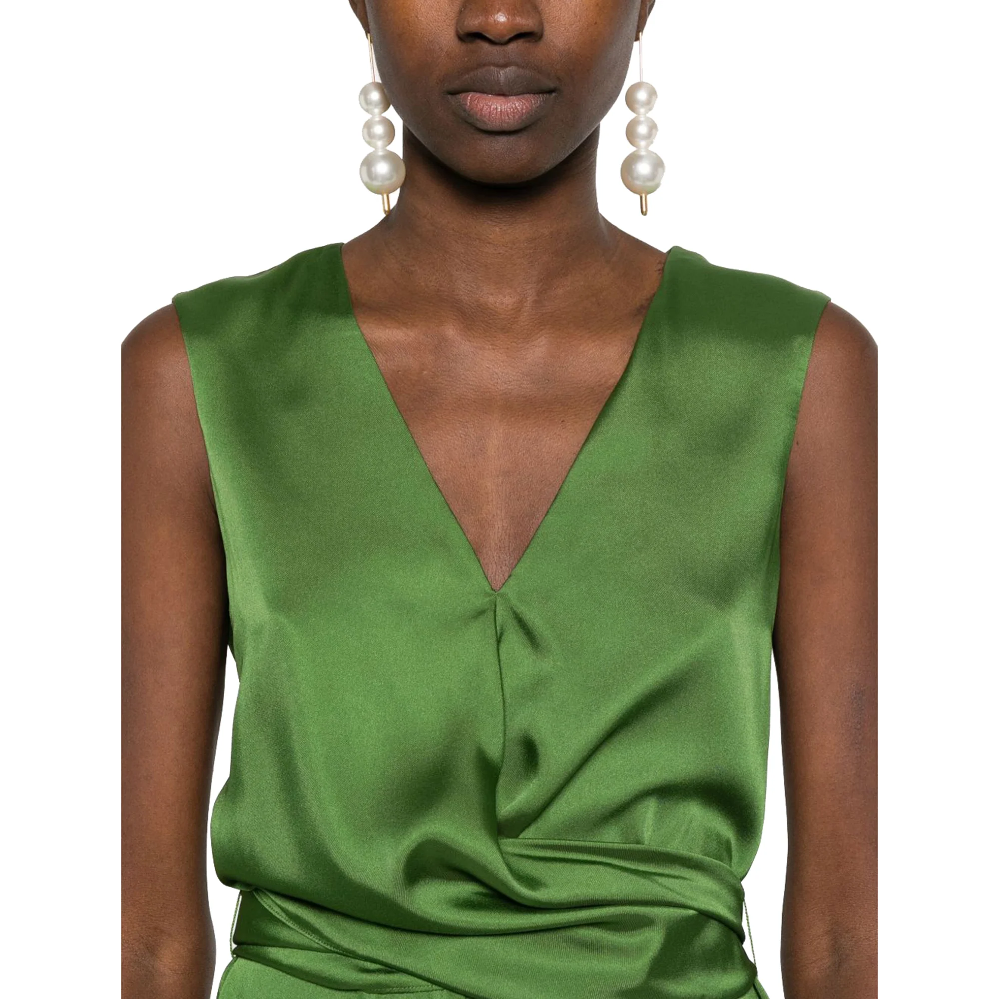 Abito Midi Donna in raso verde - Image 5