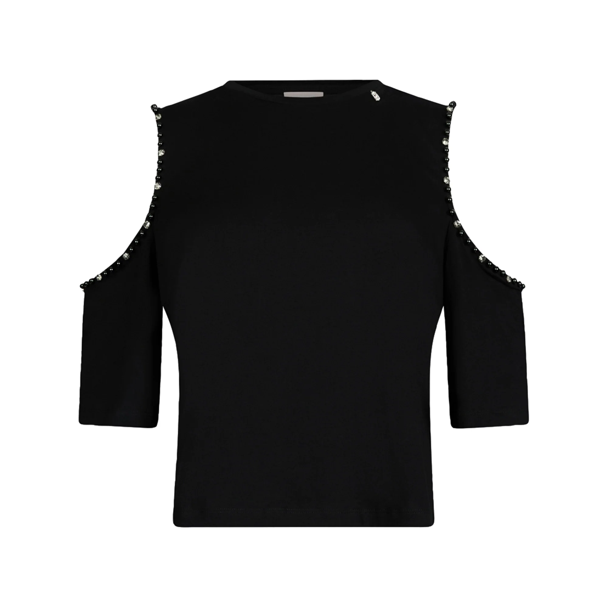 T-shirt Donna con oblò sulle maniche Nero