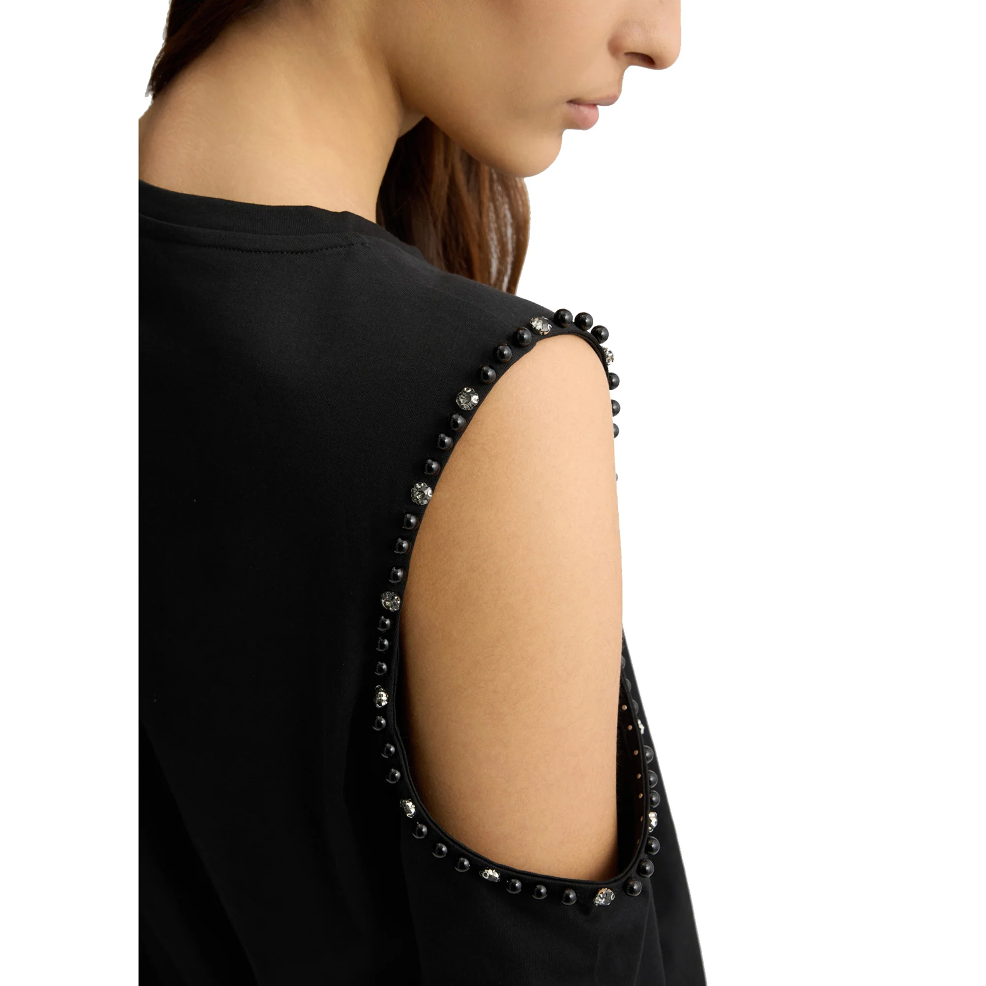 T-shirt Donna con oblò sulle maniche Nero - Image 4
