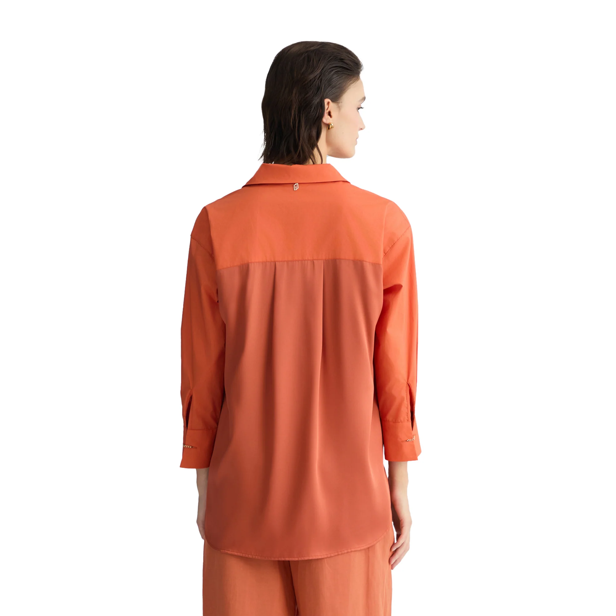 Camicia Donna in popeline di cotone Arancione - Image 3