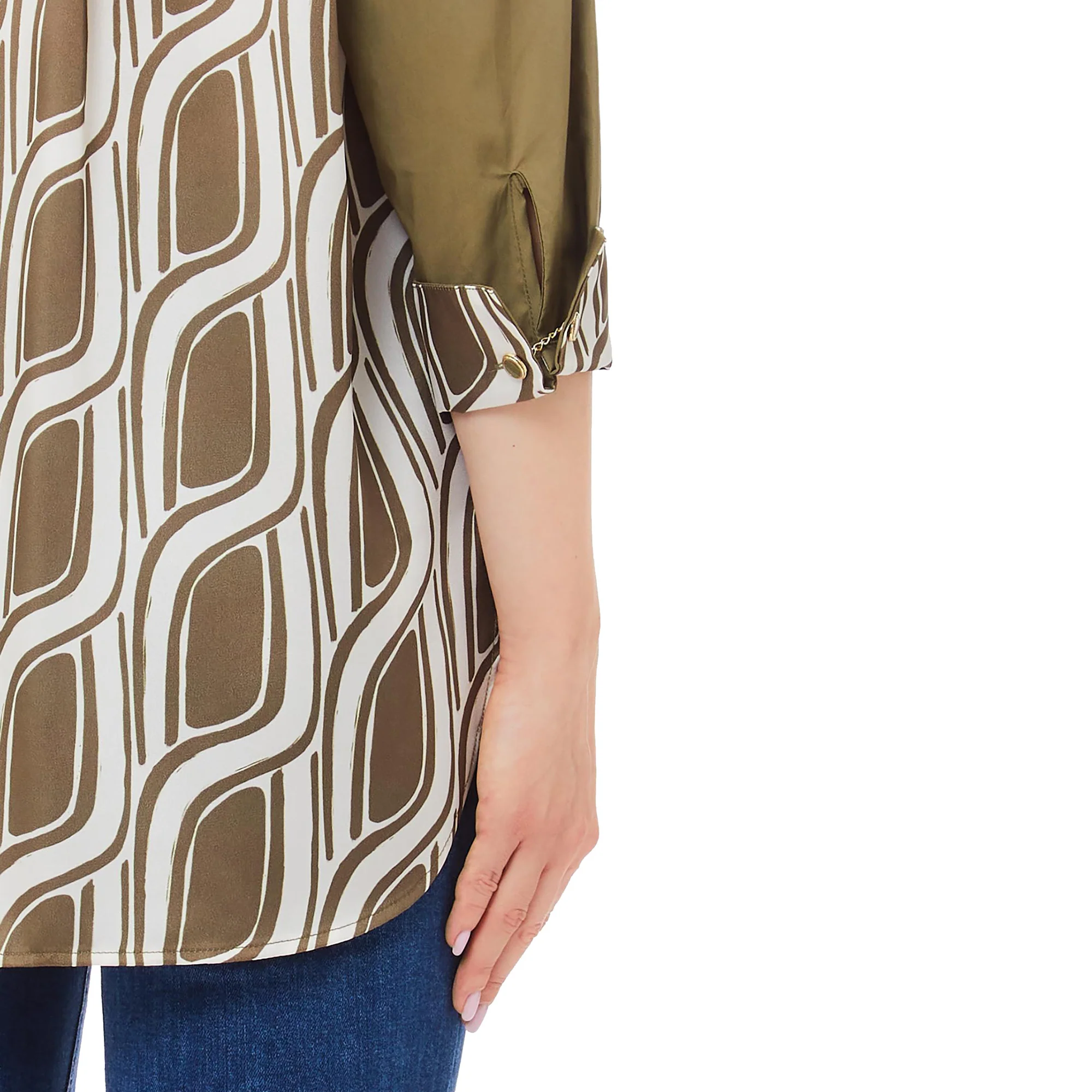Camicia Donna in popeline di cotone Verde - Image 3