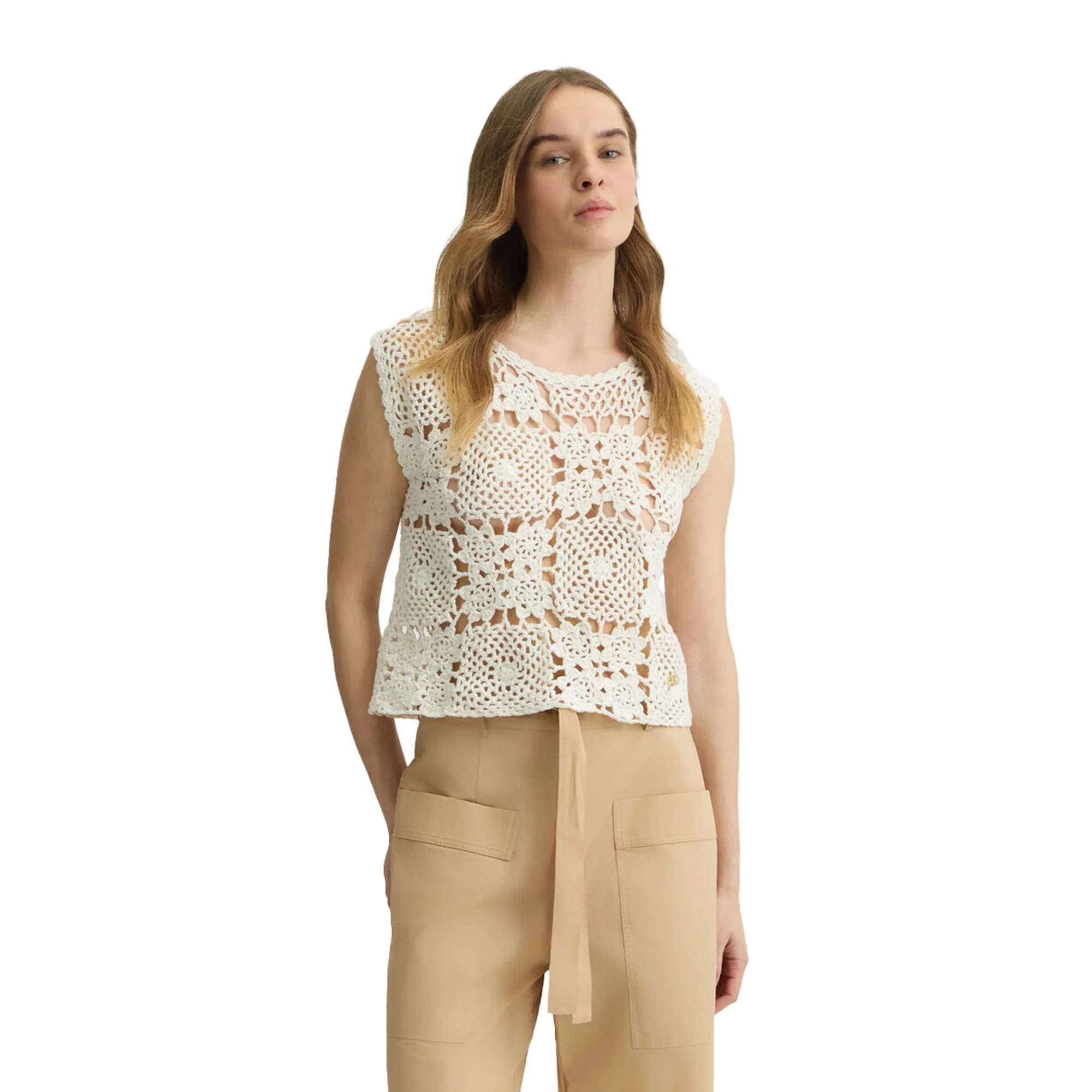 Top Donna in maglia crochet Bianco - Image 2