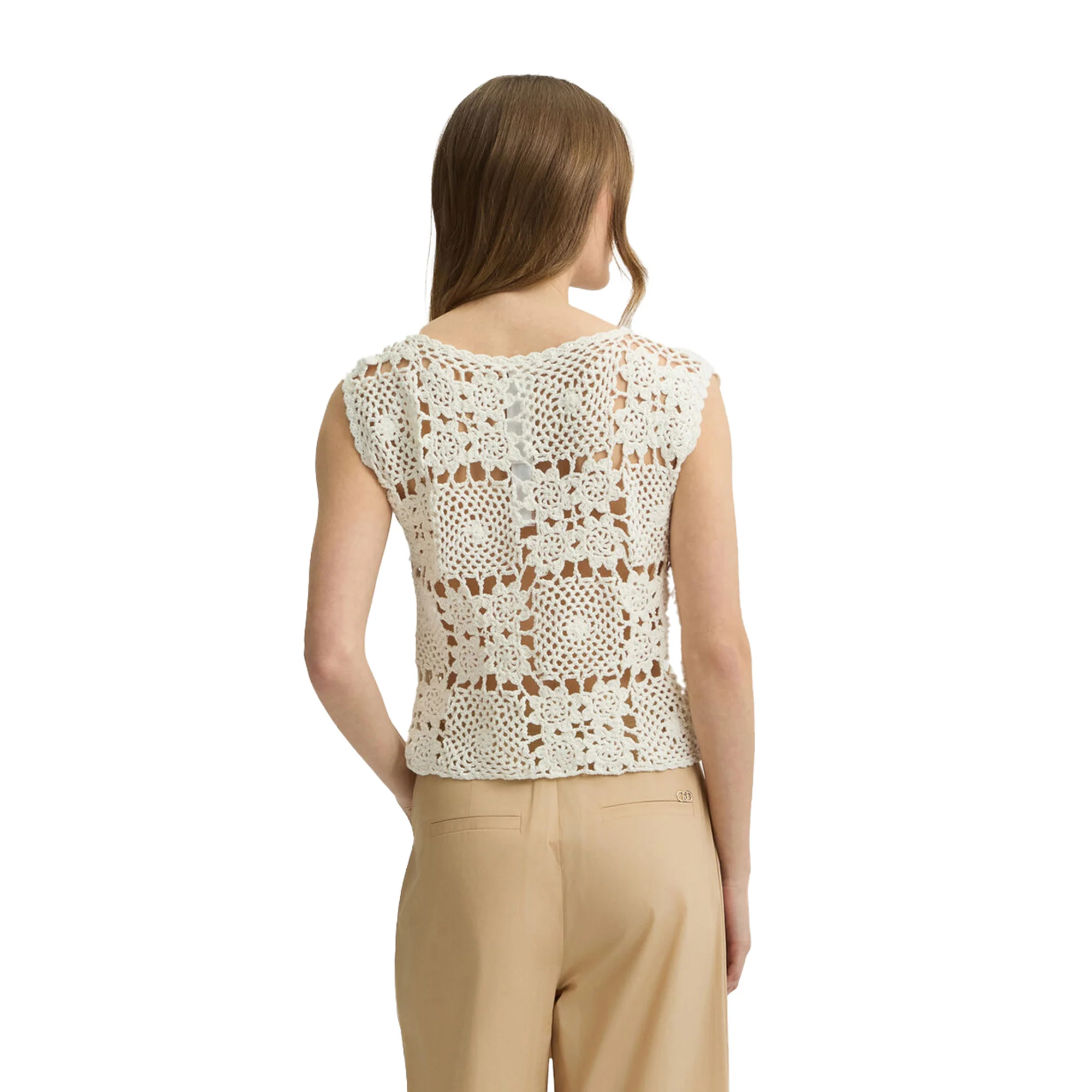 Top Donna in maglia crochet Bianco - Image 4