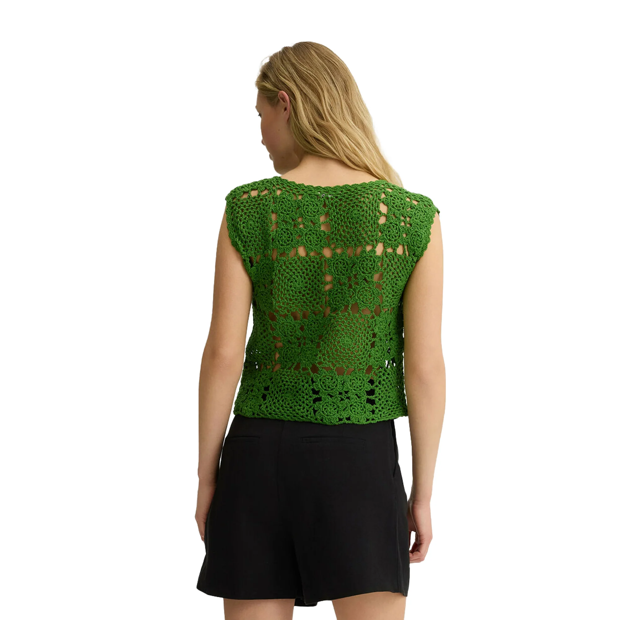 Top Donna in maglia crochet Verde - Image 2