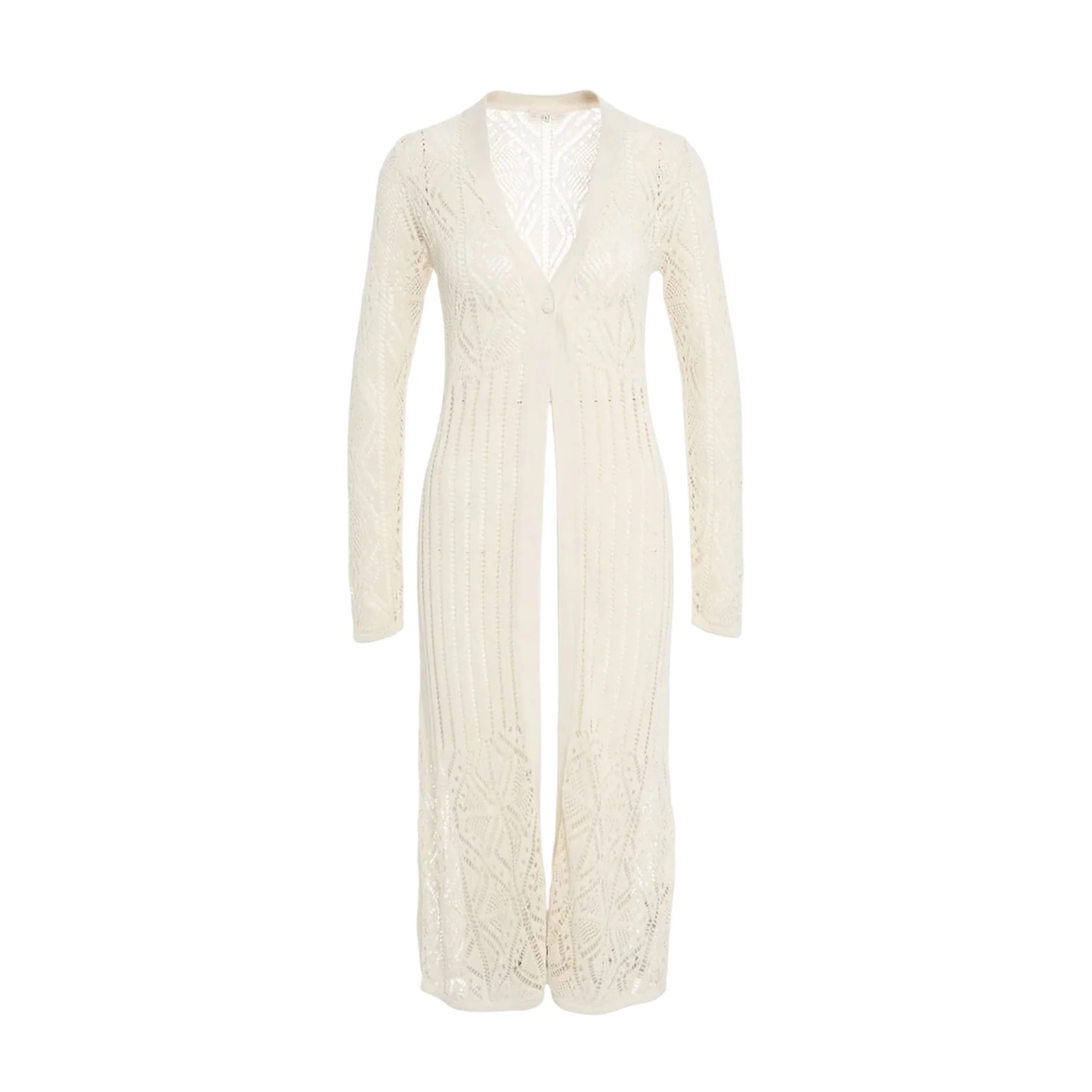 Cardigan lungo traforato da Donna in bianco