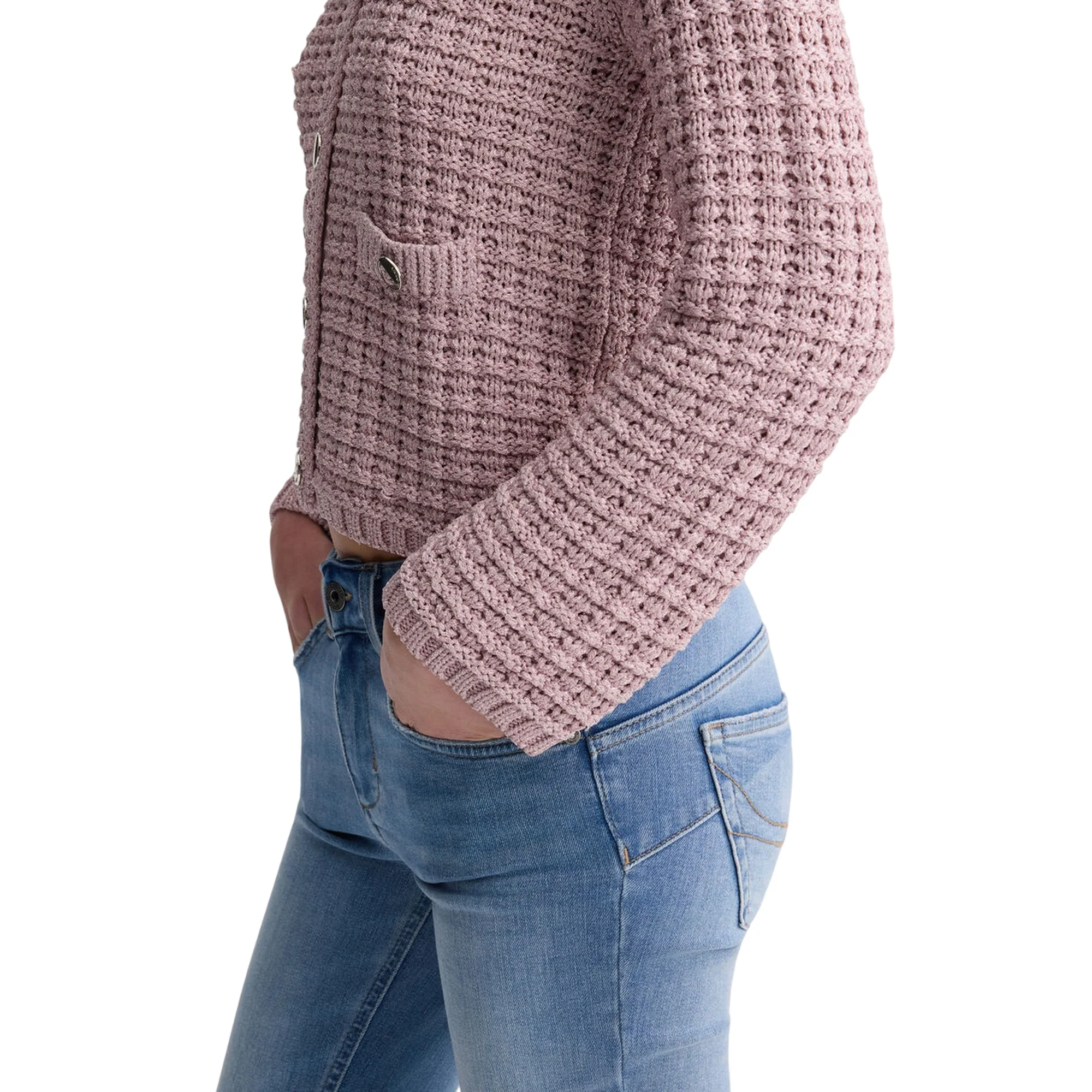 Giacca bouclé Donna con bottoni rosa - Image 4