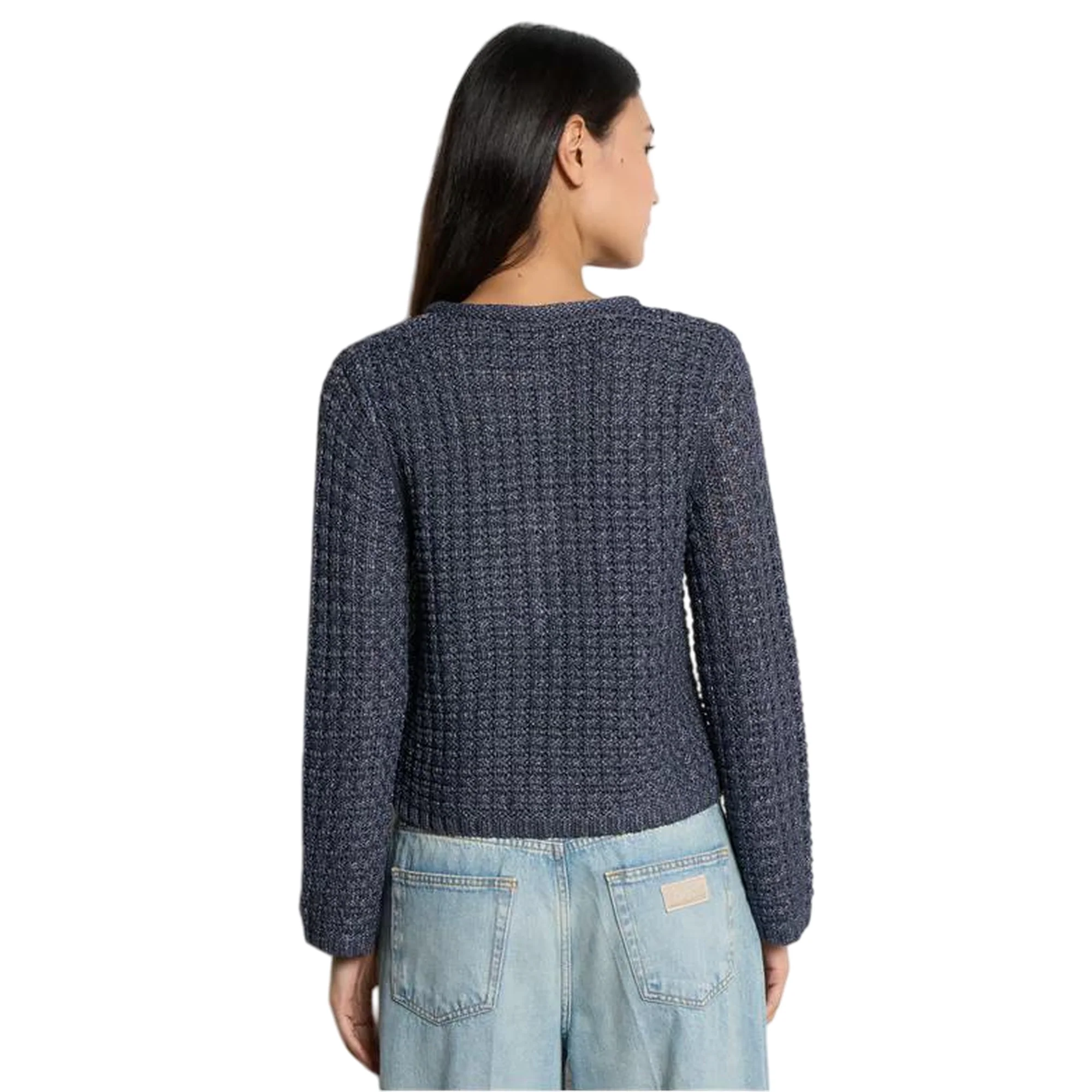 Giacca bouclé Donna con bottoni blu - Image 3