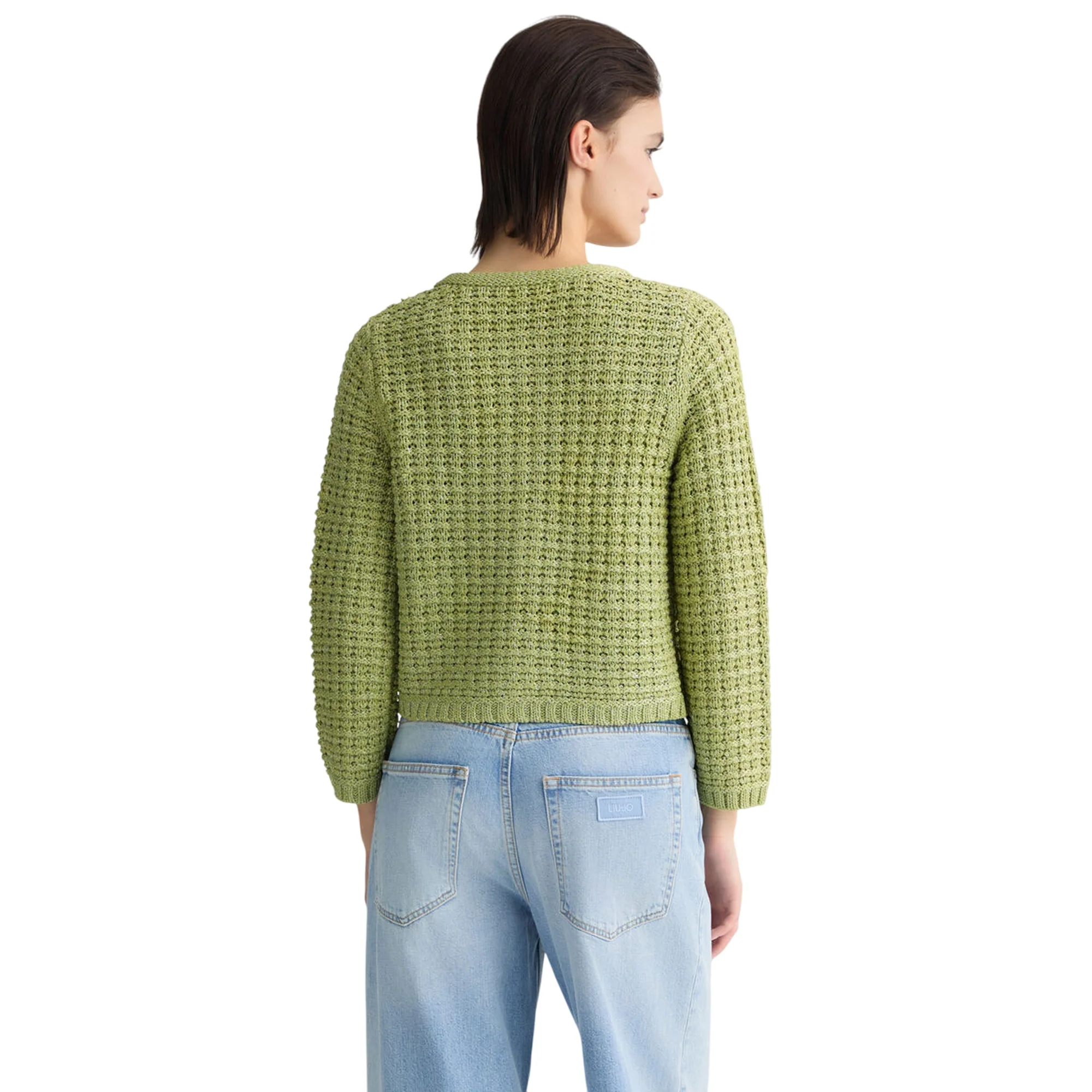 Giacca bouclé Donna con bottoni verde - Image 3